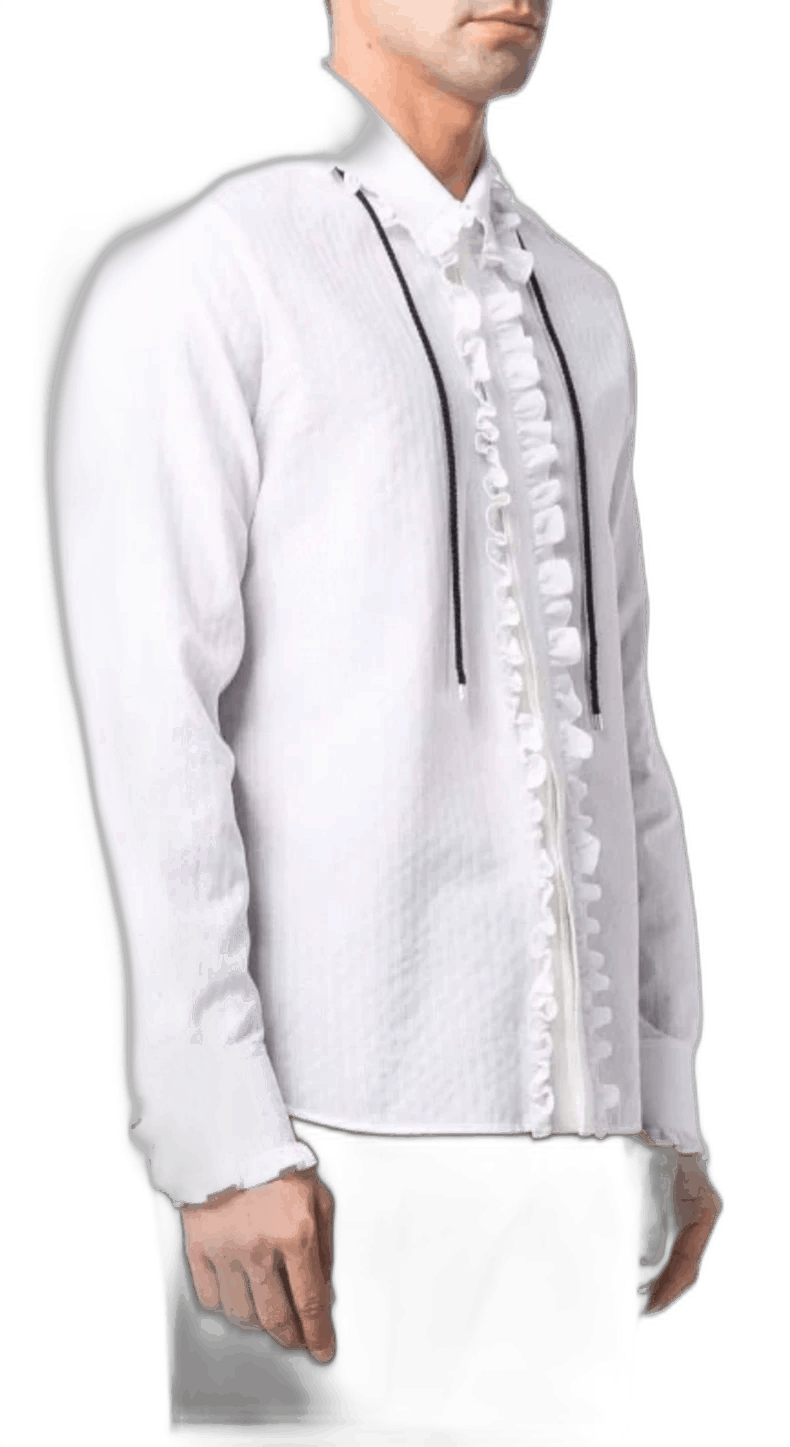 Saint Laurent Paris white vintage ruffled collar shirt Size US M / EU 48-50 / 2 - 1 Thumbnail