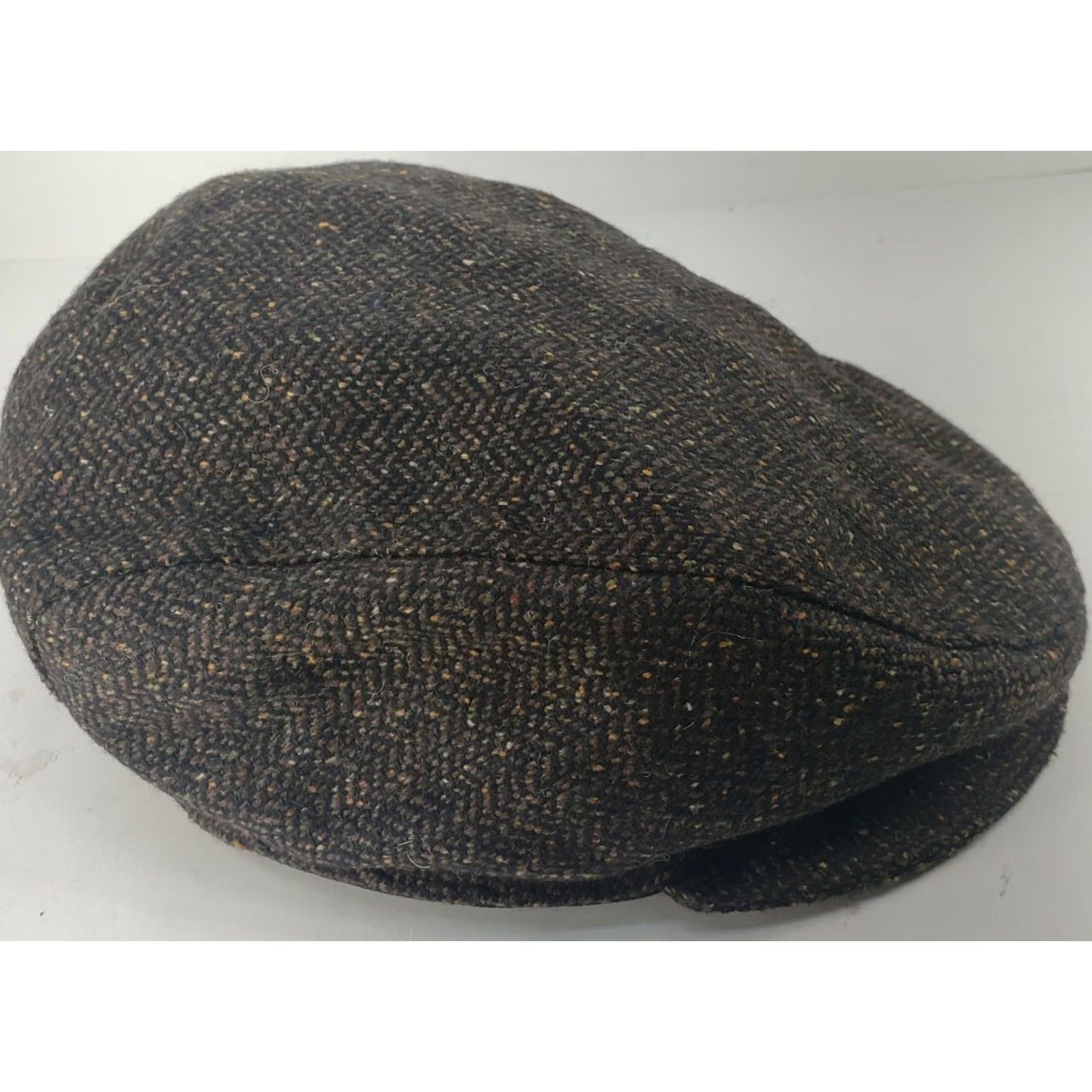 Vintage Bennelli Moda Men's Newsboy Cap Wool 100% Black with Brown Tweed Lined Elastic M Hat Flat Cap Mens Size ONE SIZE - 4 Thumbnail