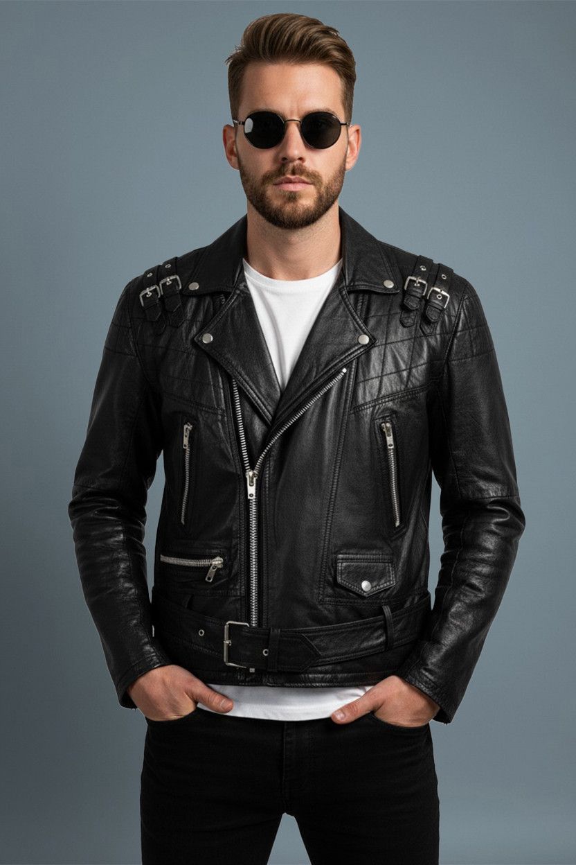 Vintage Vintage 80s Diamond Black Leather Motorcycle Biker Jacket Size US M / EU 48-50 / 2 - 1 Thumbnail