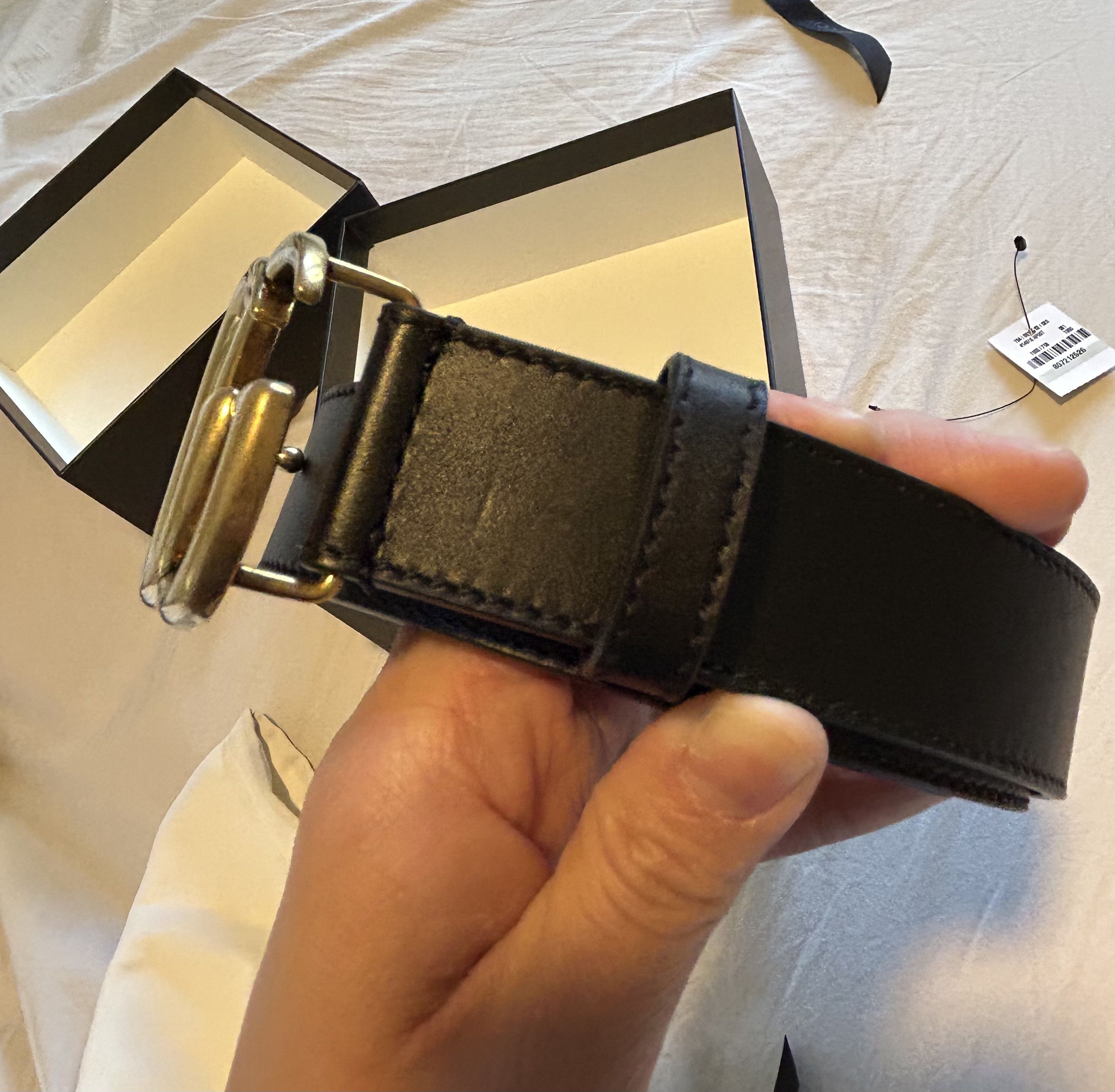 Gucci Gucci GG Marmont Thin Black Leather Belt, Size 75 Size ONE SIZE - 5 Thumbnail