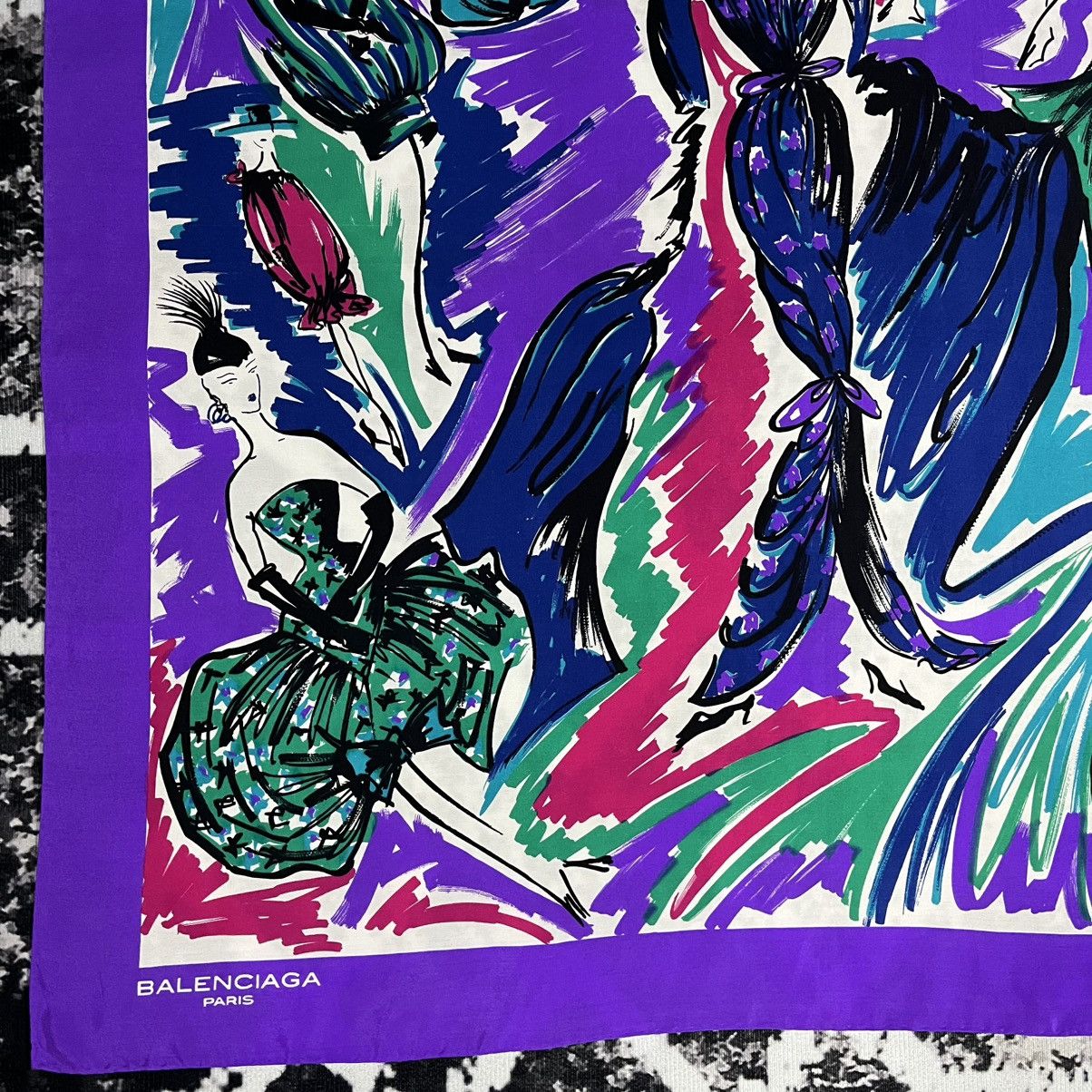 Balenciaga Balenciaga Abstract Design Silk Scarf Size ONE SIZE - 4 Thumbnail