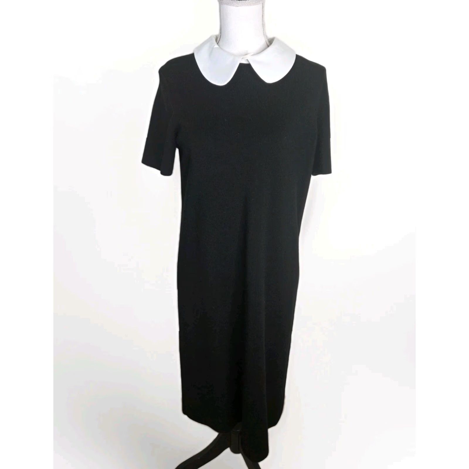 Tory Burch Tory Burch Embellished Poplin Collar Sweater Dress Black Small Women Midi Dress Size S / US 4 / IT 40 - 2 Thumbnail