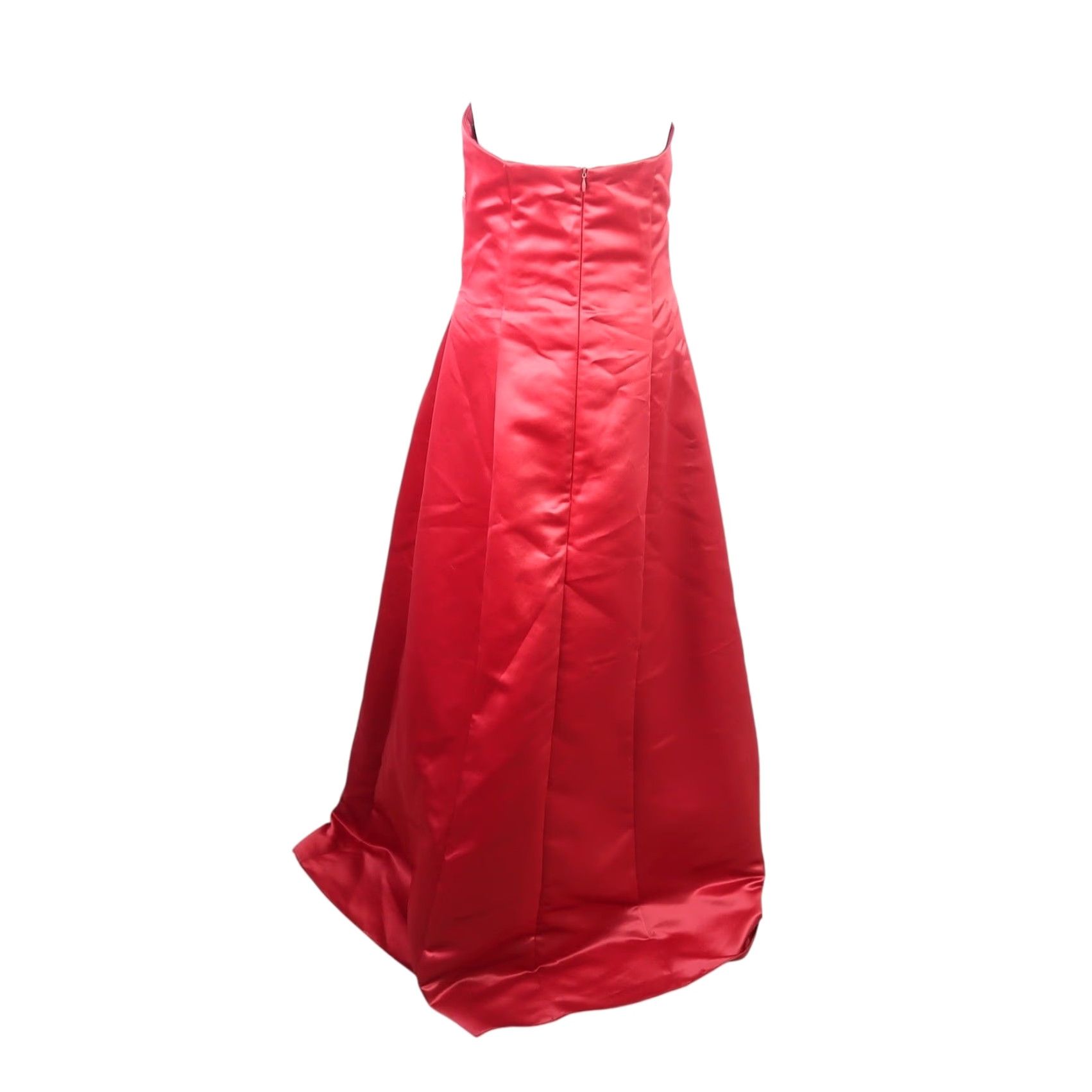Vintage VINTAGE Scott McClintock Red Satin Strapless Floor Length Gown Prom Dress 10 90s Women's Formal Maxi Rhinestone Zip Off the Shoulder Ball Gown Dress Size L / US 10 / IT 46 - 4 Thumbnail