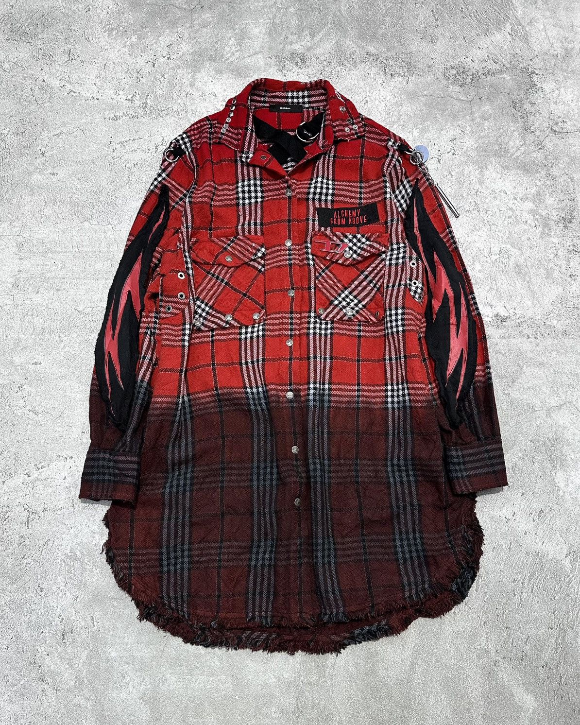 Diesel × Diesel Black Gold Diesel Distressed Plaid Flannel Shirt Size US S / EU 44-46 / 1 - 1 Thumbnail