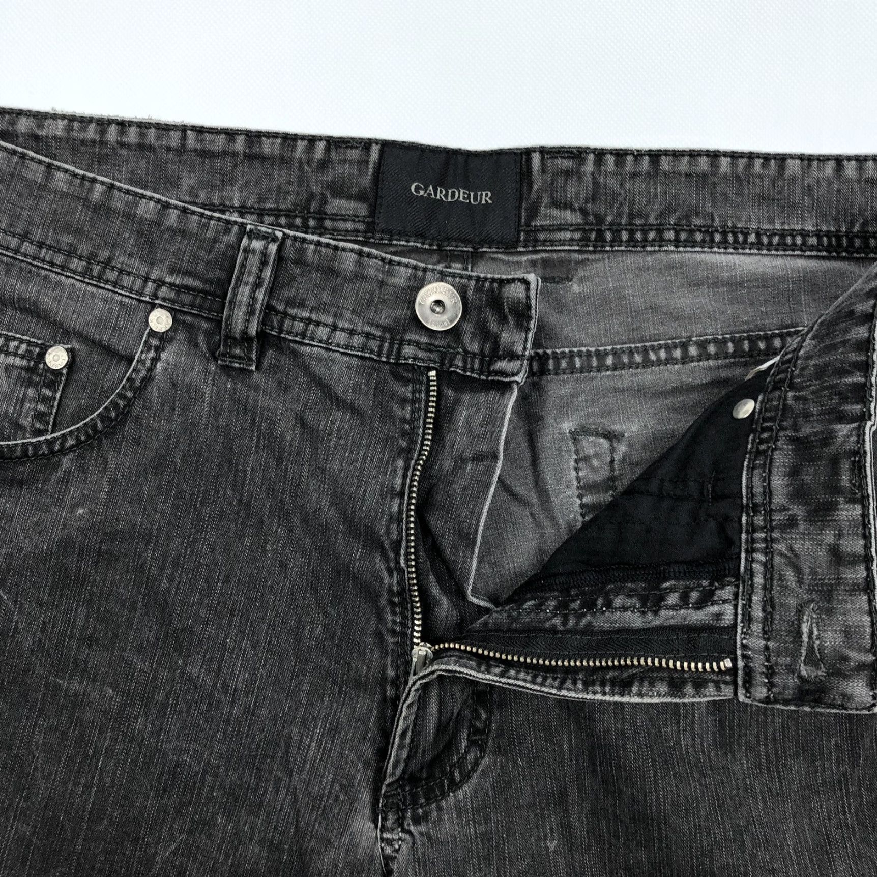 Denime GARDEUR Jeans Men's Black Denim Straight Size 36x32 Mid-Rise Dark Wash Stretch 5-Pocket Size US 36 / EU 52 - 2 Thumbnail