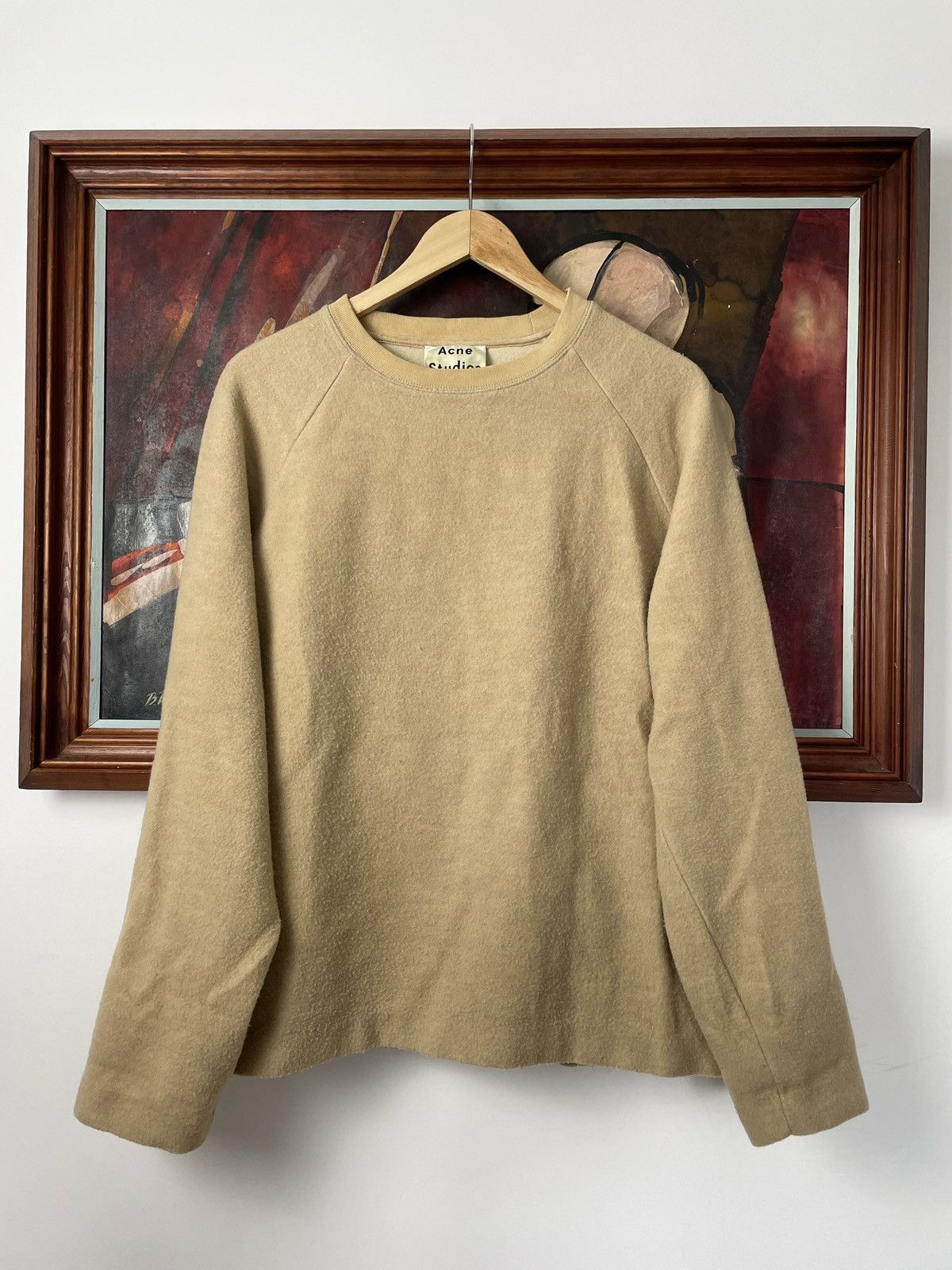 image of Acne Studios Cassie Crewneck Sweater Beige Fleece Designer, Men's (Size Small)