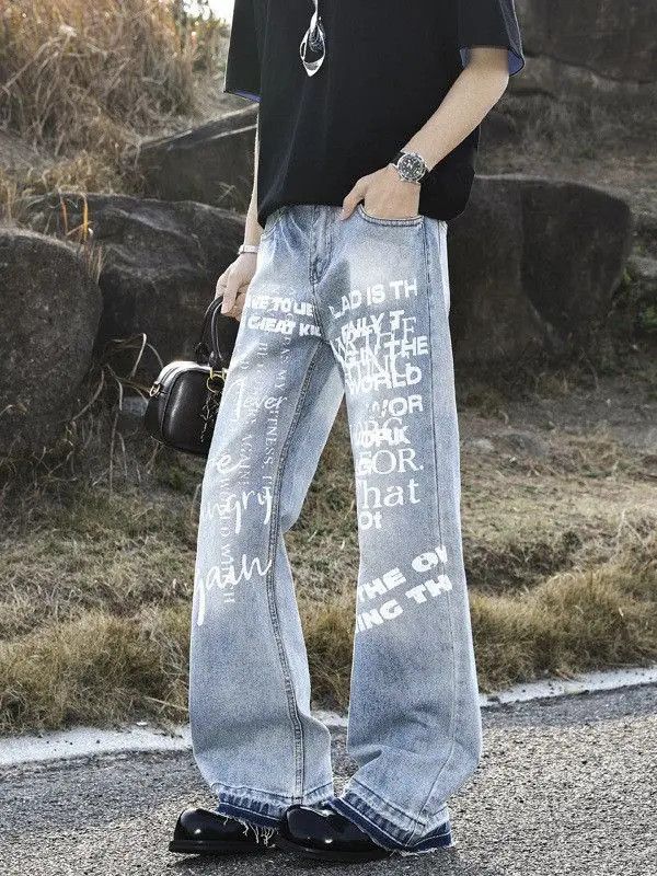 Japanese Brand Retro loose high street printed jeans Size US 32 / EU 48 - 2 Thumbnail