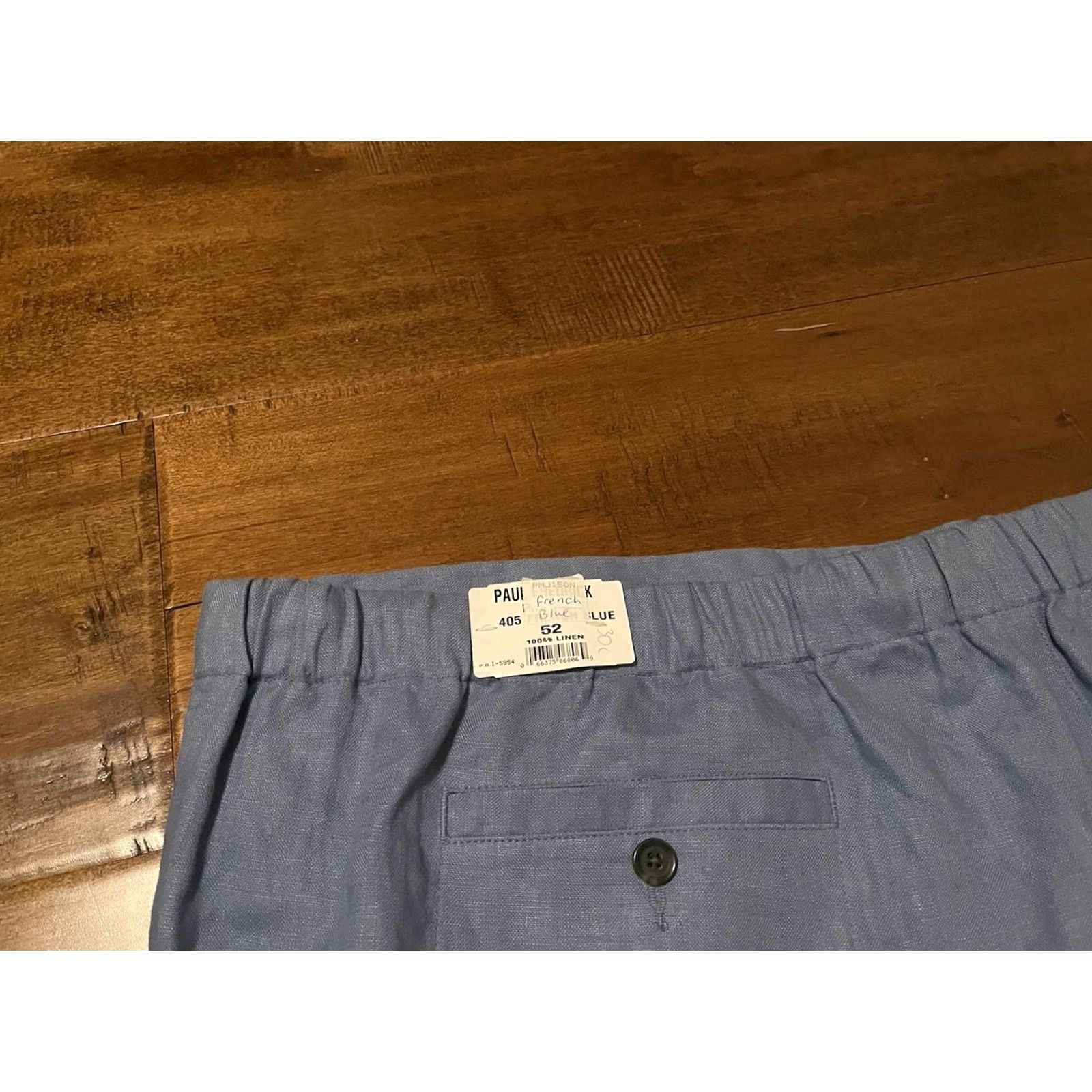 Vintage Paul Fredrick 100% Linen French Blue Drawstring Cuffed Pants Mens 52x30 New Size US 36 / EU 52 - 2 Thumbnail