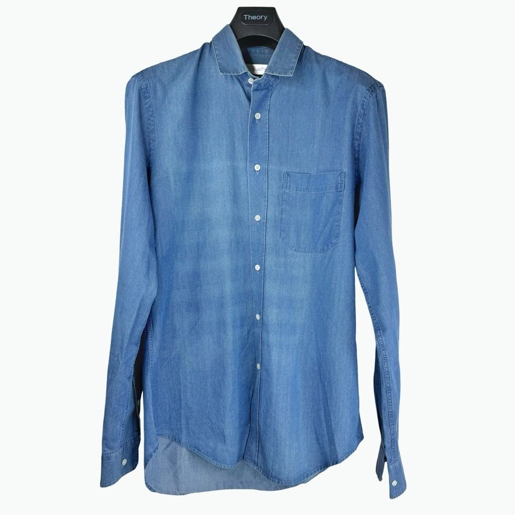 Other MR. START Men's Designer Blue Chambray Button Up Shirt M Size US M / EU 48-50 / 2 - 1 Thumbnail