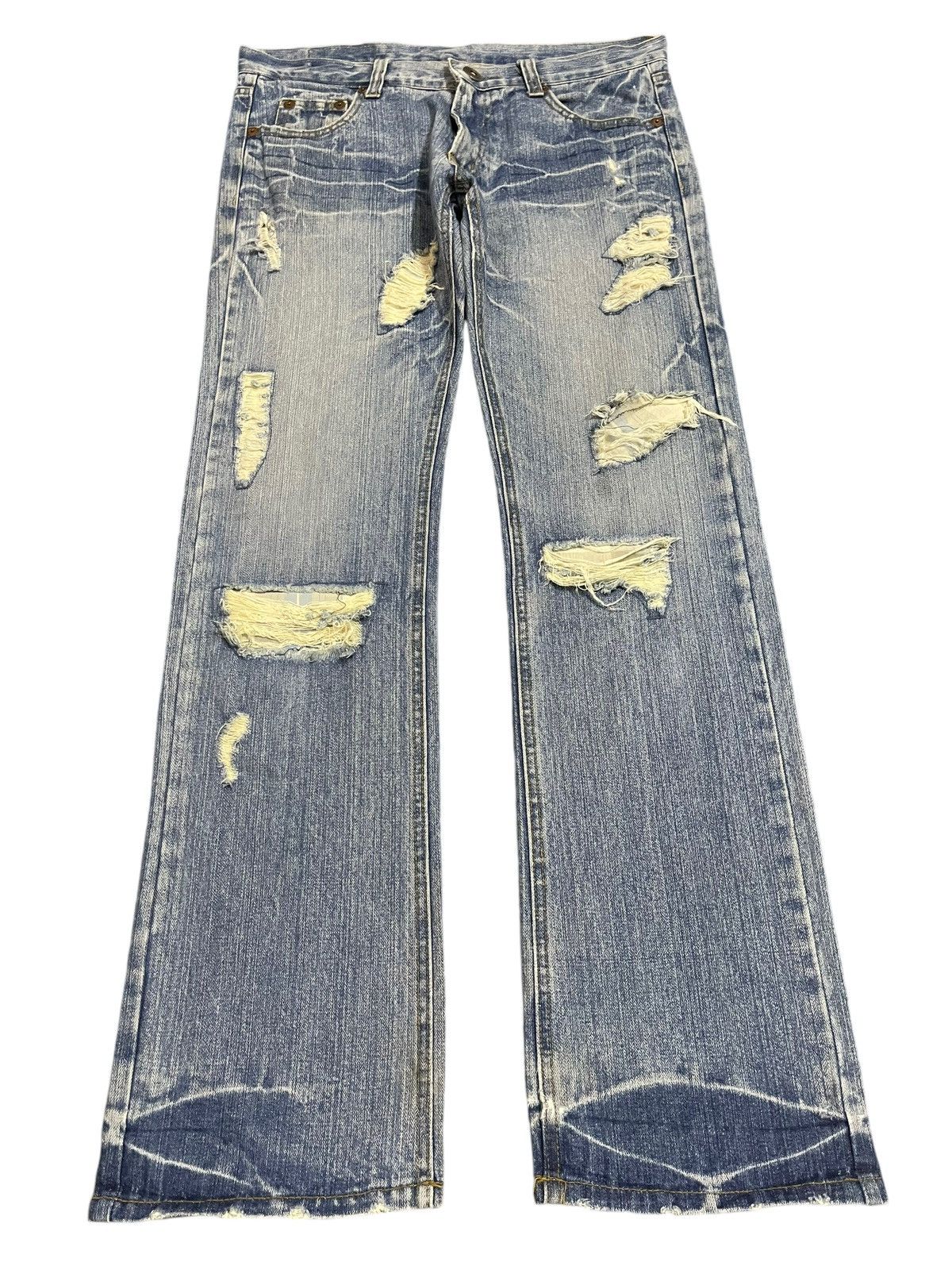 Kapital Vintage Japanese Brand Blue Faded Wash Distress Loose Jeans Size US 34 / EU 50 - 1 Thumbnail
