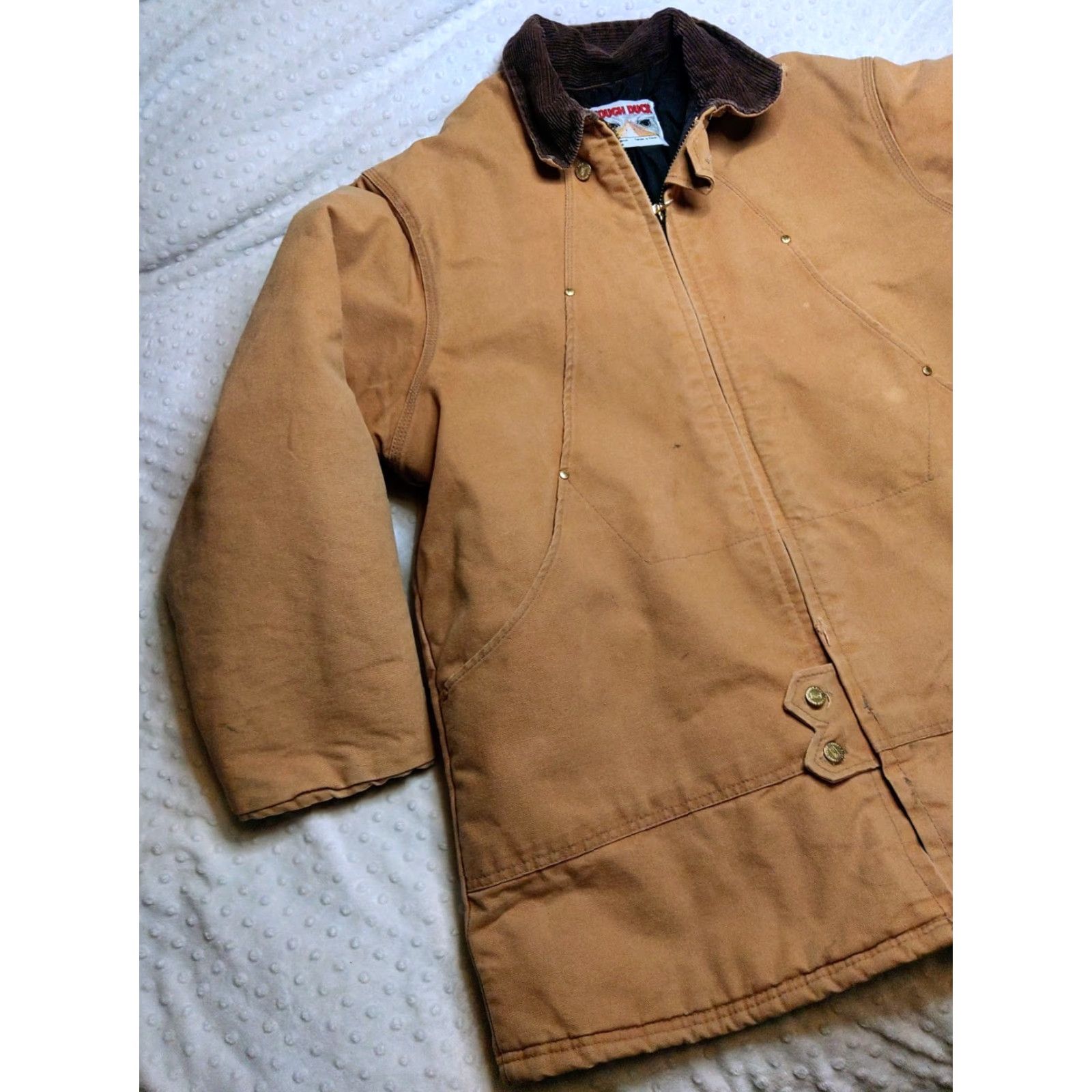 Vintage Vintage Tough Duck Chore Jacket XL Tan Canvas Quilt Lined Zippered Heavyweight Outdoor 90s Men Mens Jacket Size US XL / EU 56 / 4 - 3 Thumbnail