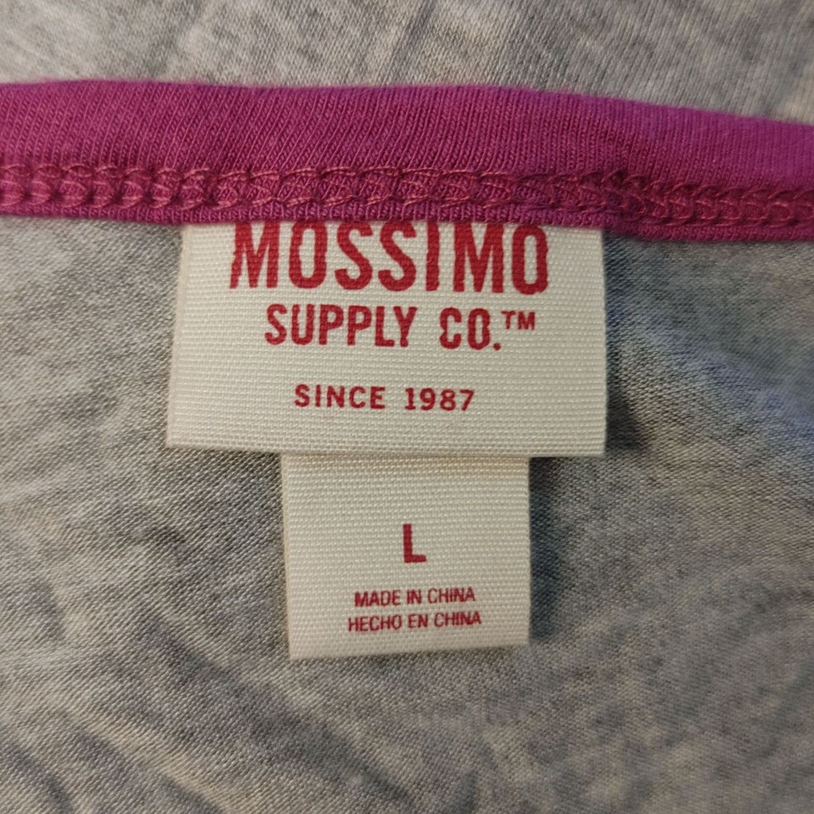 Mossimo Mossimo Women's Gray/Pink Short Sleeve T-shirt LG Size L / US 10 / IT 46 - 3 Thumbnail