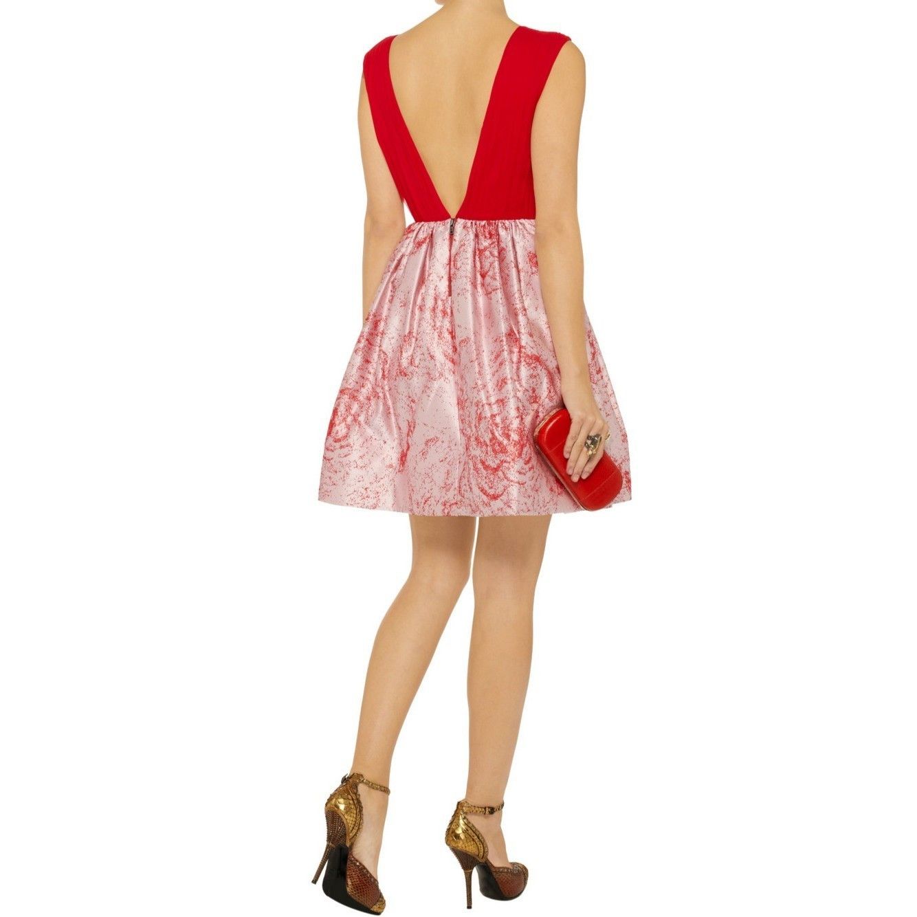 Alice + Olivia Kirie Silk & Metallic Jacquard Dress in Red Color and size 6 Size M / US 6-8 / IT 42-44 - 4 Thumbnail