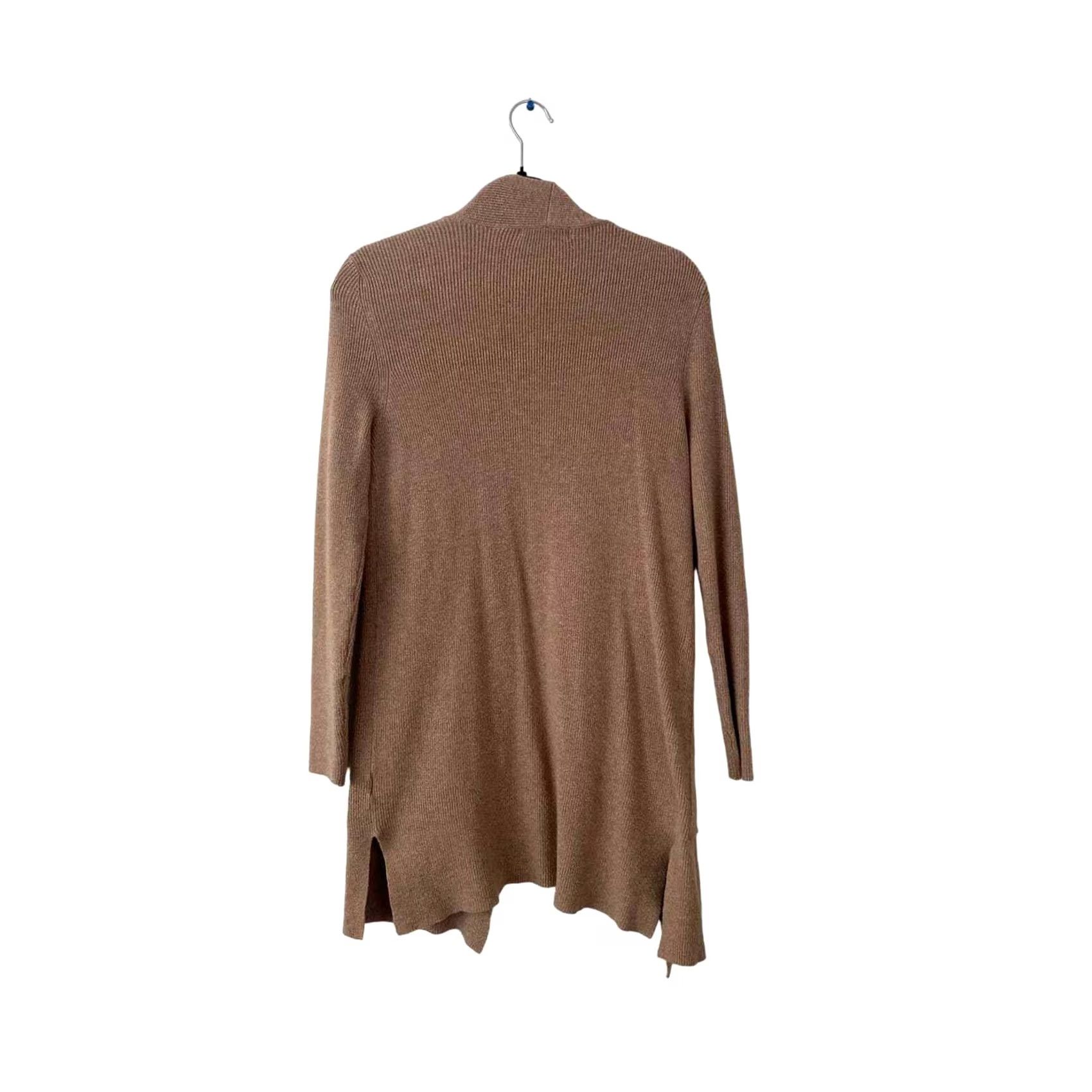 Vintage Verve Ami Cardigan Verve Ami Cardigan Tan Knit Open Front Long Side Slit Sweater Women Small Regular Tan Womens Size S / US 4 / IT 40 - 2 Thumbnail