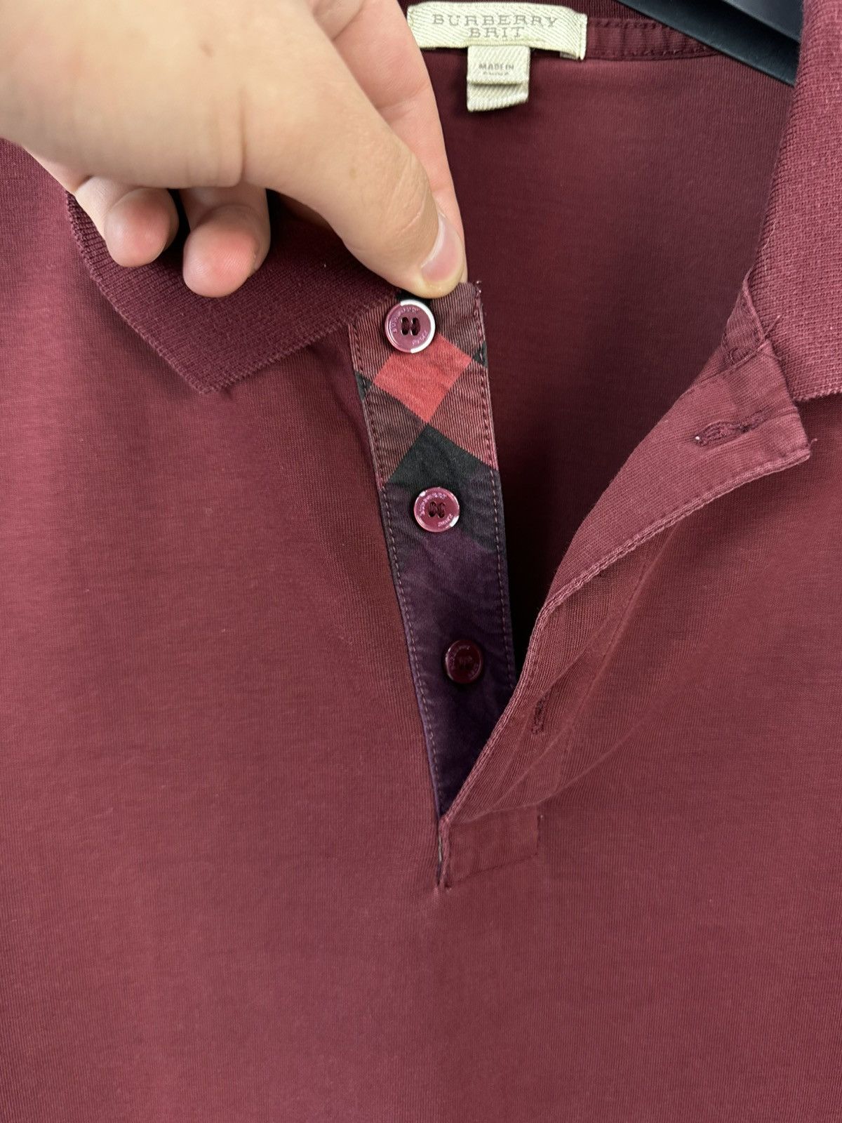Burberry Vintage Burberry Brit Burgundy Cotton Polo Size US M / EU 48-50 / 2 - 6 Thumbnail