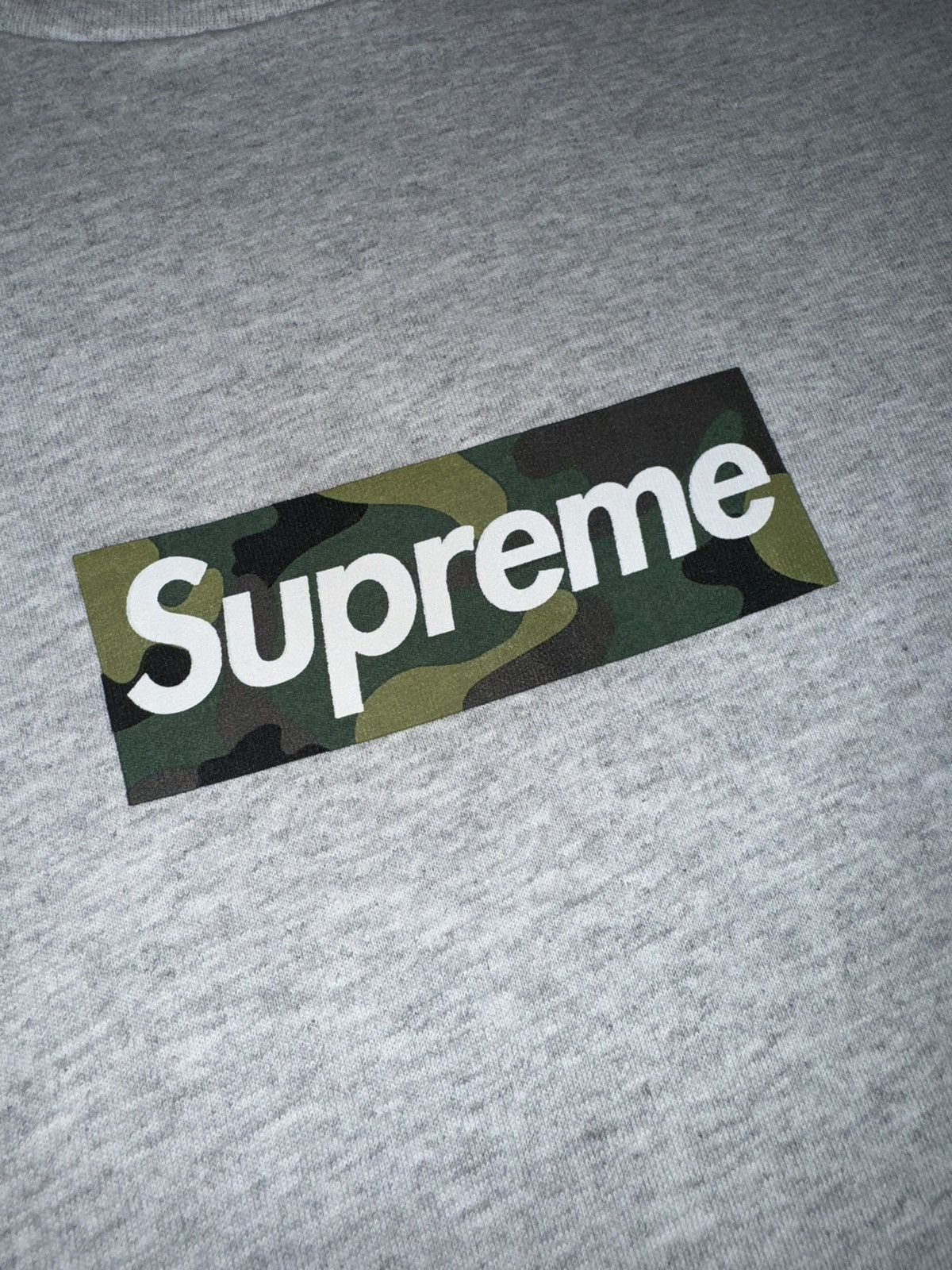 image of Supreme Camo Box Logo Tee in Grey, Men's (Size XL)