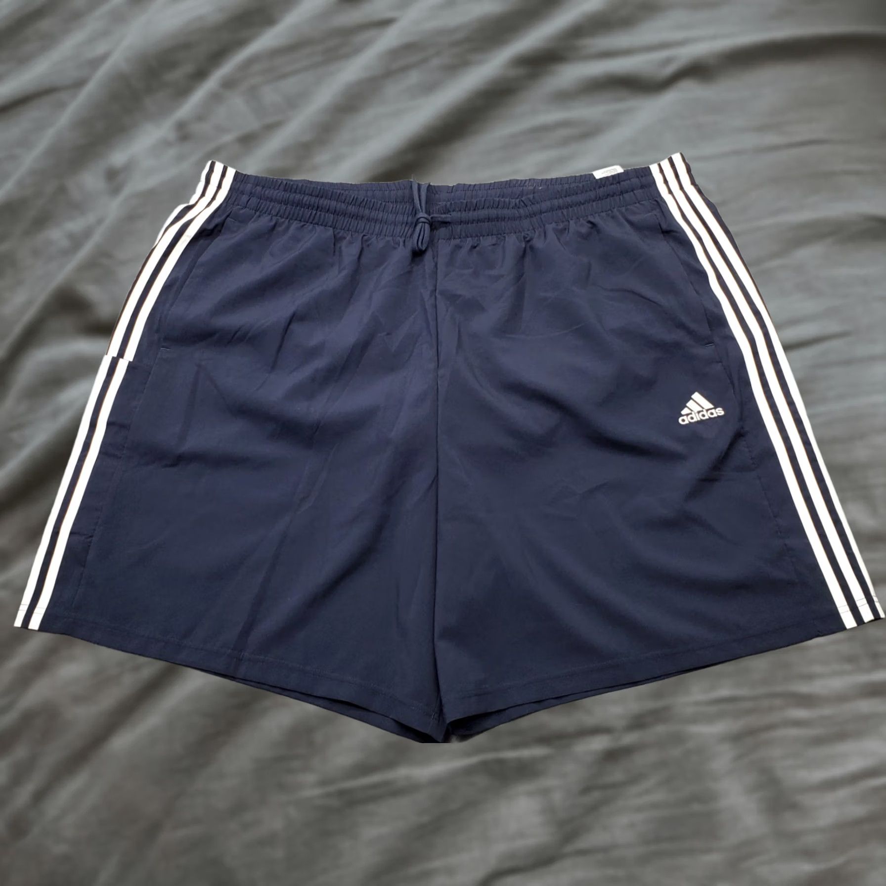 Adidas Adidas Mens 4XLT Aeroready Athletic Shorts Blue White 3 Stripe Drawstring Shorts Size US 39 - 1 Thumbnail