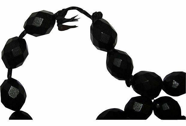Designer Faceted Black Bakelite Bead Necklace Size ONE SIZE - 4 Thumbnail
