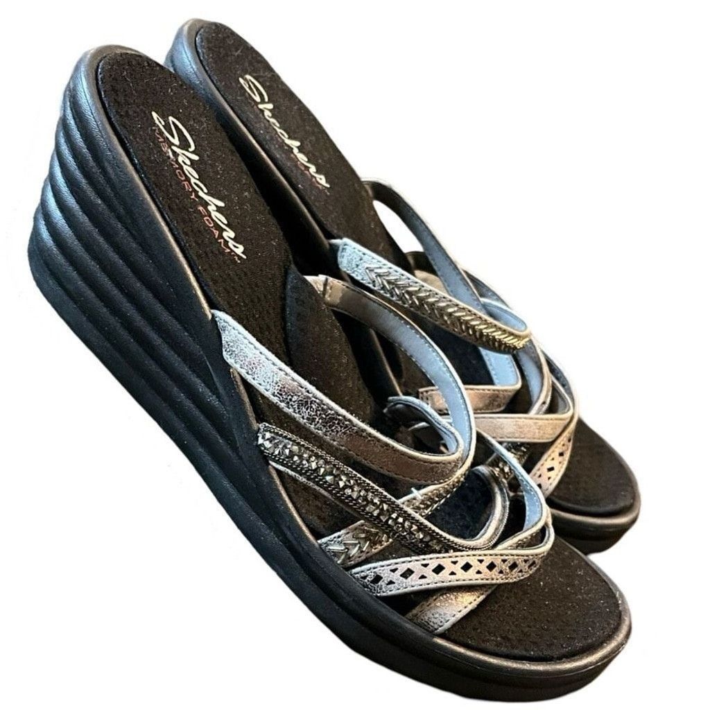 SKECHERS Skechers Cali Memory Foam Strappy Wedge Sandals Sz 9 Size US 9 / IT 39 - 6 Thumbnail