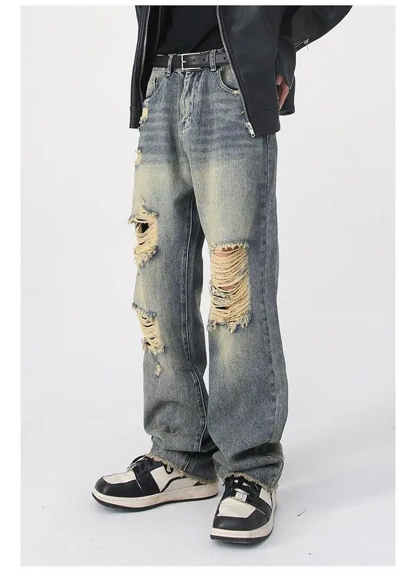 Japanese Brand Vintage distressed washed high street loose ripped jeans Size US 32 / EU 48 - 5 Thumbnail