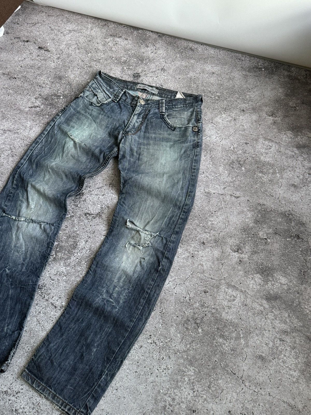 Armani × Vintage Vintage Armani Y2K distressed trash denim pants Size US 30 / EU 46 - 4 Thumbnail