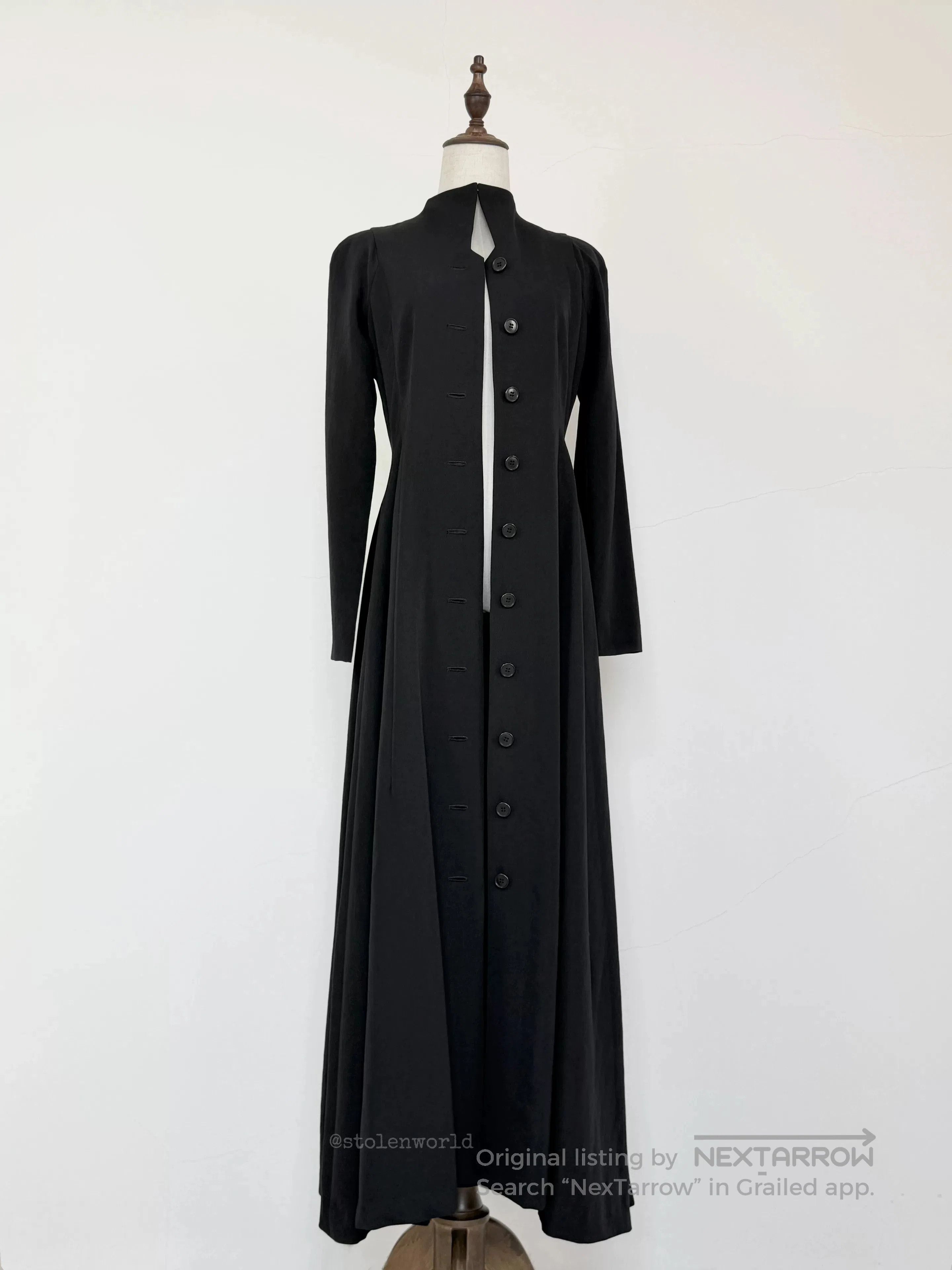 Yashi Yamamuri elegant black long wool dress. Size M / US 6-8 / IT 42-44 - 5 Thumbnail