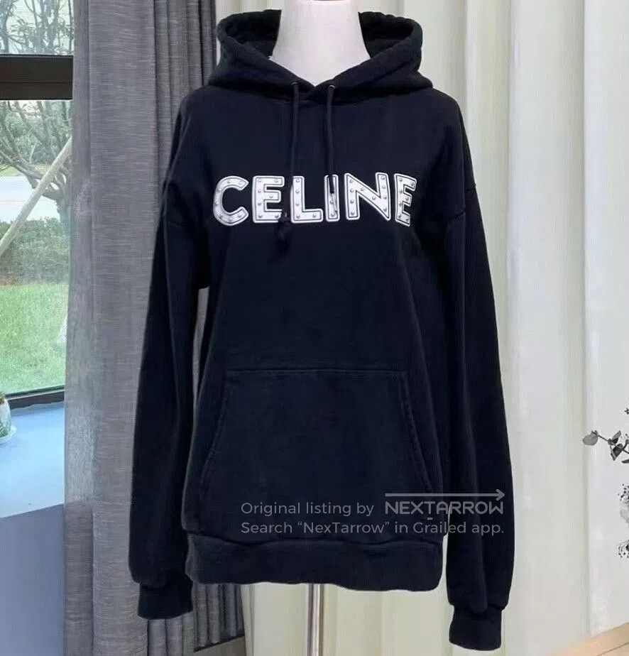 Celine Celine Black Hooded Sweatshirt with Logo. Size M / US 6-8 / IT 42-44 - 1 Thumbnail
