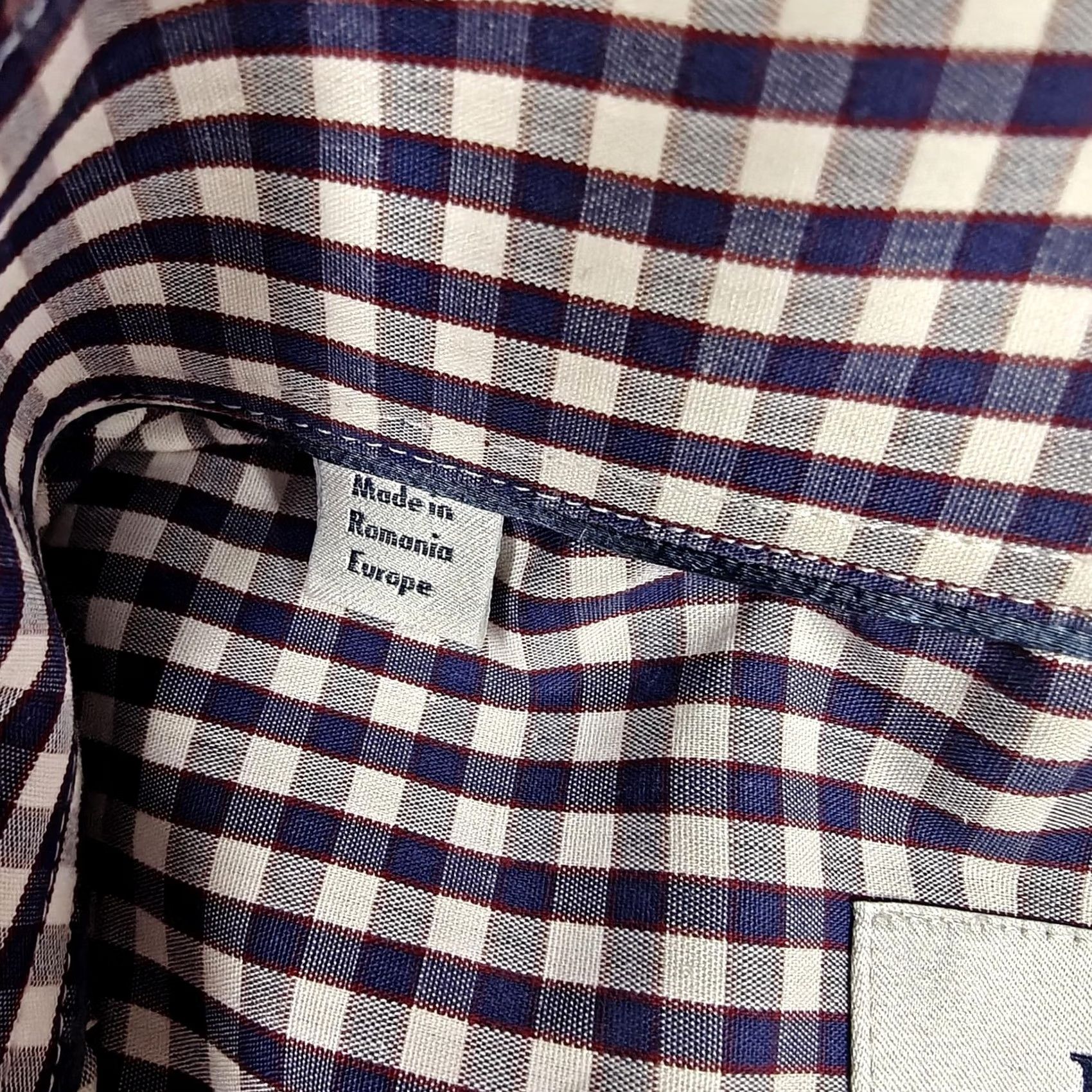 Eton Eton Dress Shirt Mens 16.5 34/35 Blue Gingham Regular Long Sleeve Spread Collar Size 46R - 5 Thumbnail