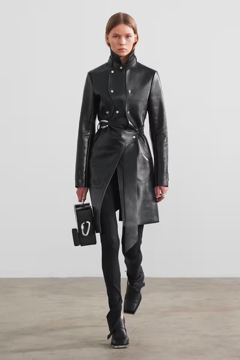 Heliot Emil Heliot Emil FW21 Drape-panel Leather Coat Size XXS / US 00 / IT 34 - 2 Thumbnail