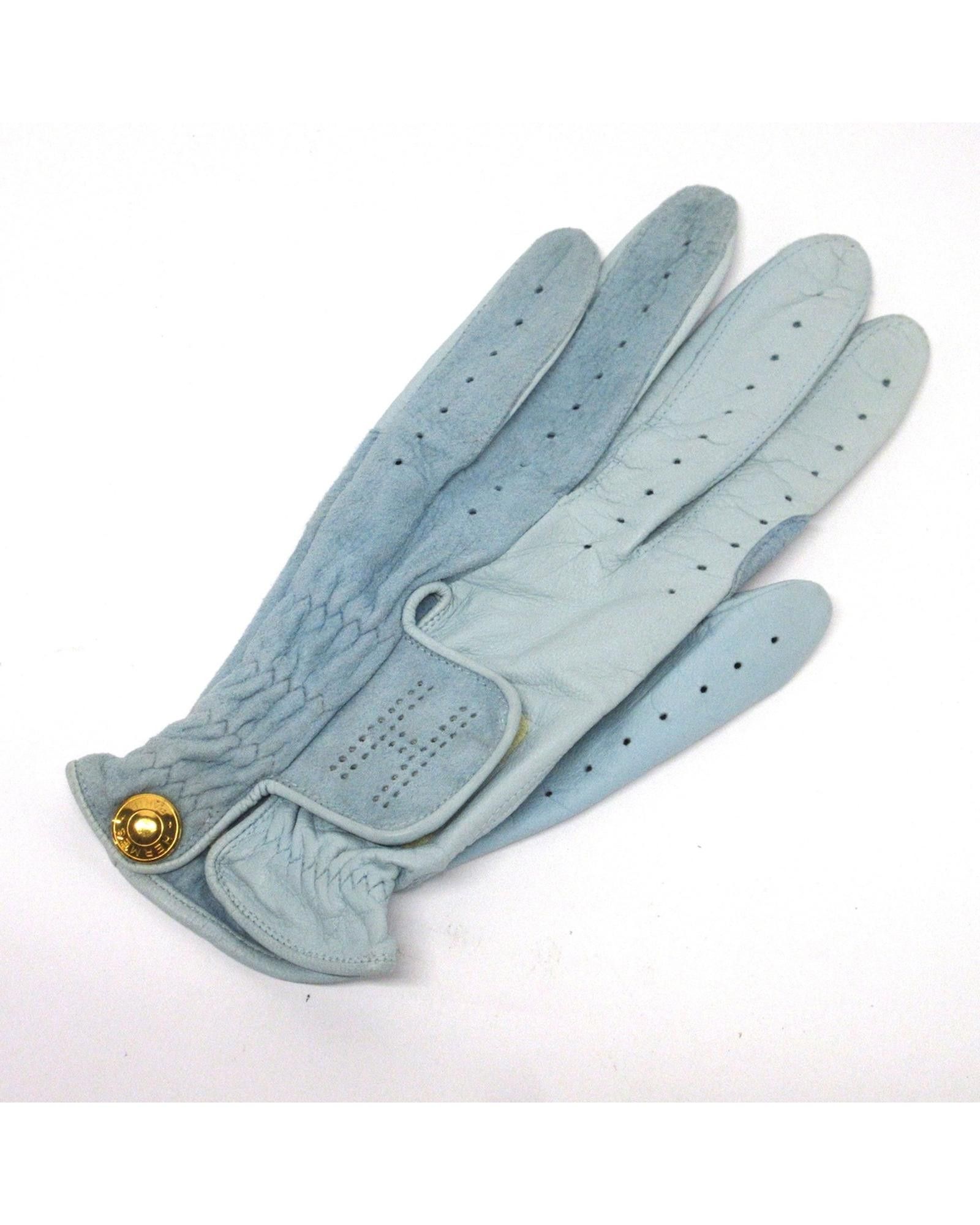 image of Blue Leather Womens Gloves By Hermes