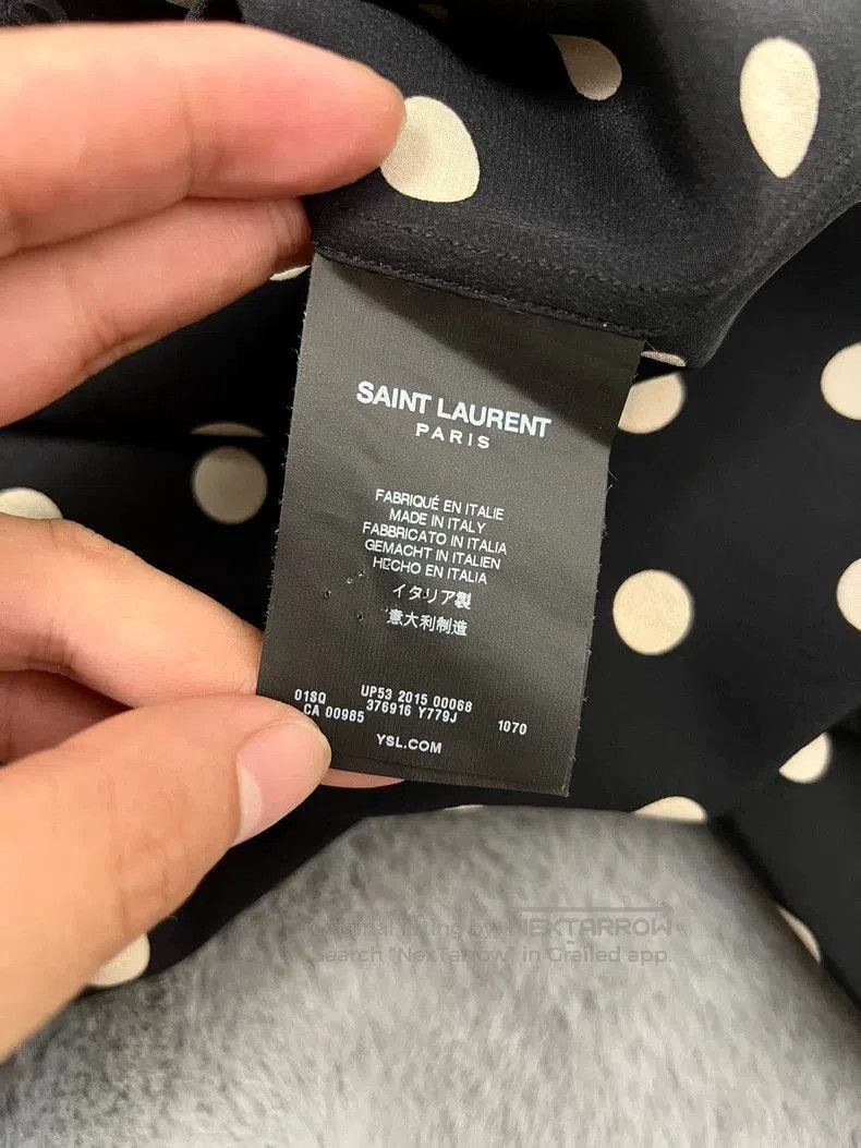 Saint Laurent Paris Saint Laurent Polka Dot Silk Button-Up Shirt Size US L / EU 52-54 / 3 - 6 Thumbnail