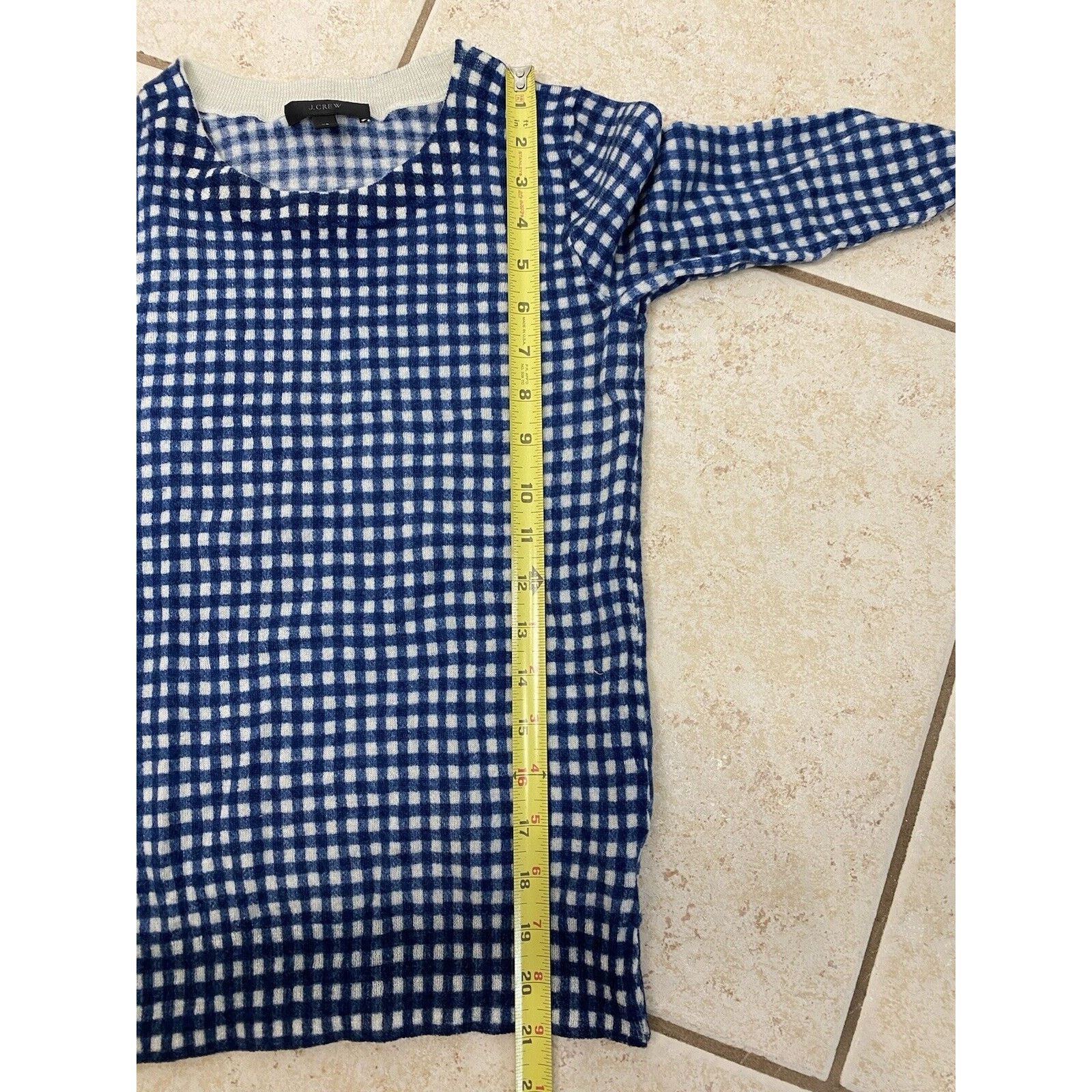J.Crew VTG J. Crew Checkerboard Merino Wool 3/4 Sleeve Sweater XS Size XS / US 0-2 / IT 36-38 - 8 Thumbnail