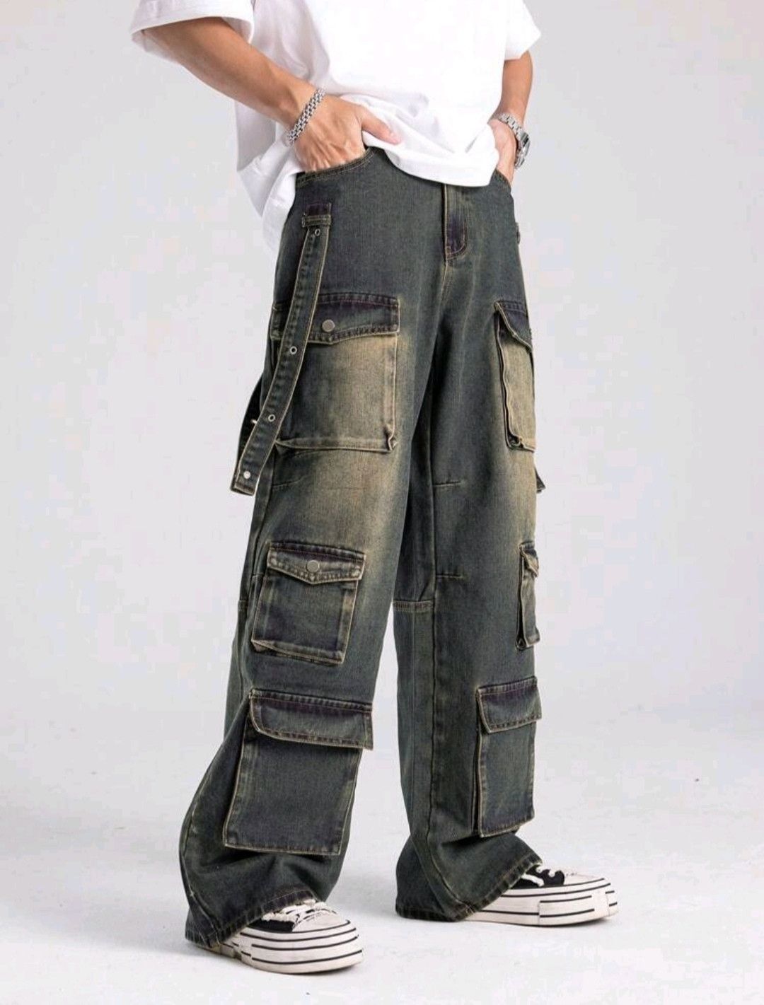 Jean × Streetwear × Vintage Retro Washed Jeans Cargo Multi