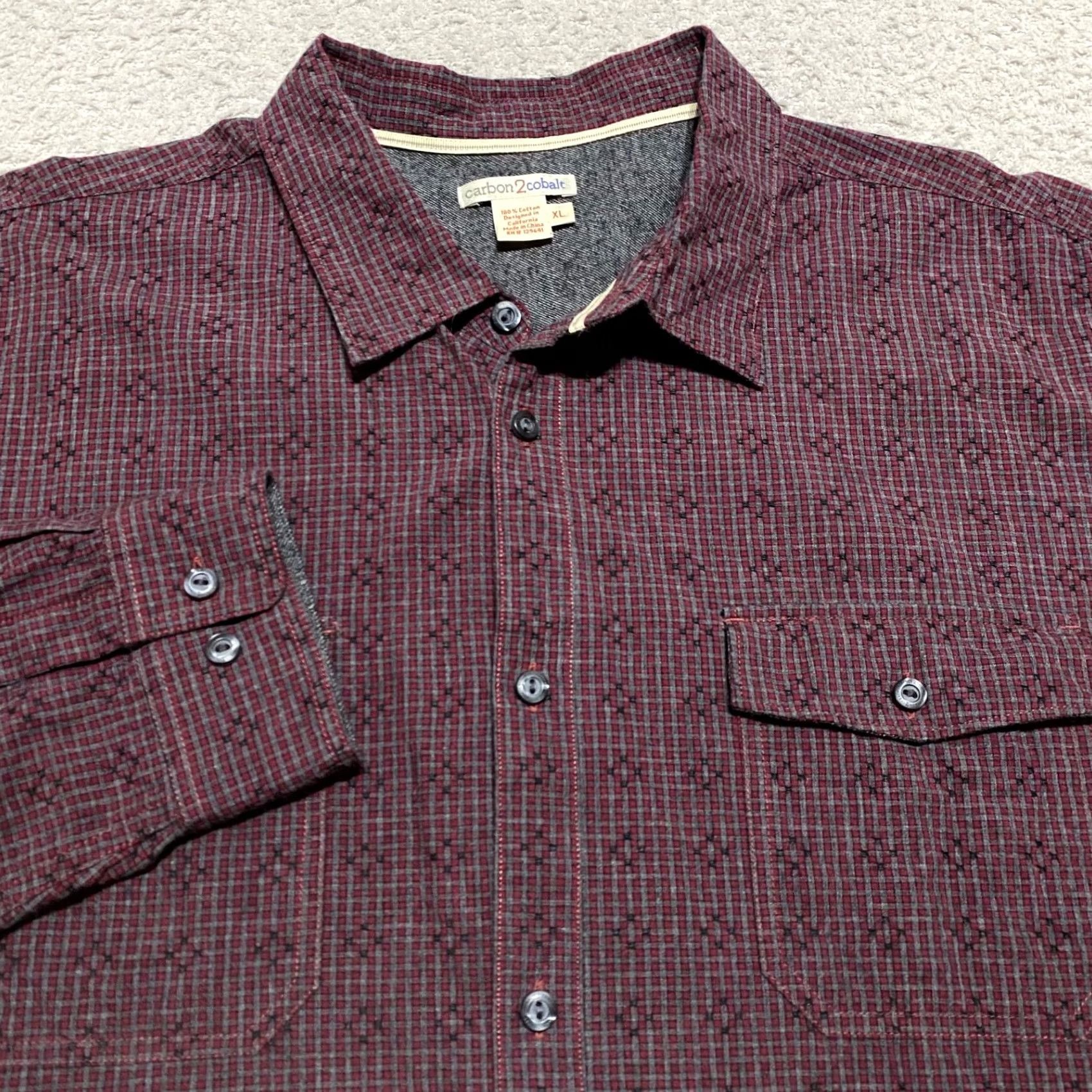 Carbon2Cobalt Carbon 2 Cobalt Mens XL Shirt Multicolor Plaid Check Long Sleeve Button-Front - 1970 Size US XL / EU 56 / 4 - 5 Thumbnail