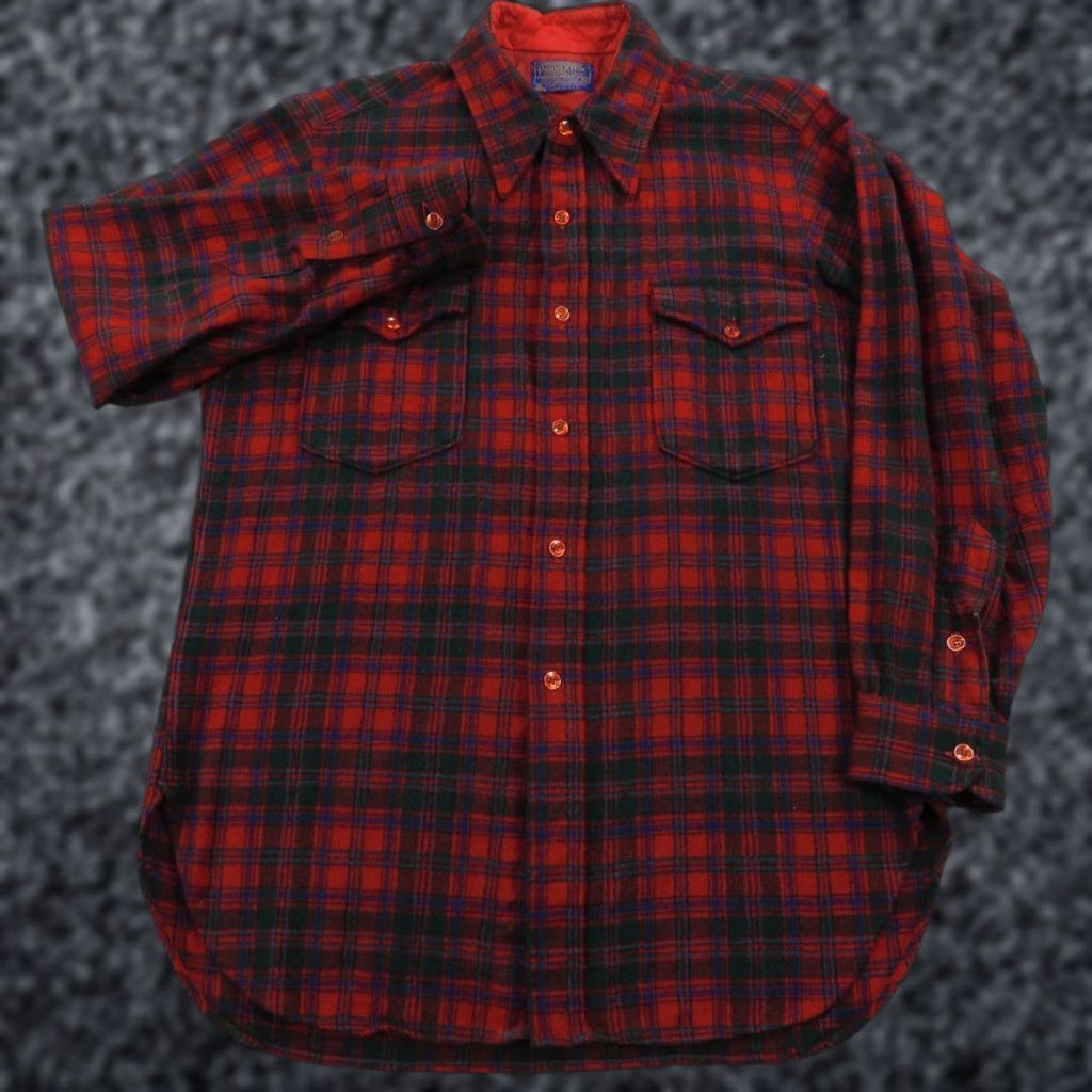 Pendleton VINTAGE Pendleton Shirt Men 16 (Large) Made in USA 80s Button Up Christmas Plaid Shirt Men L Red Wool Flannel Button-Up 80s Pendleton Mens Pants? Size US L / EU 52-54 / 3 - 1 Thumbnail