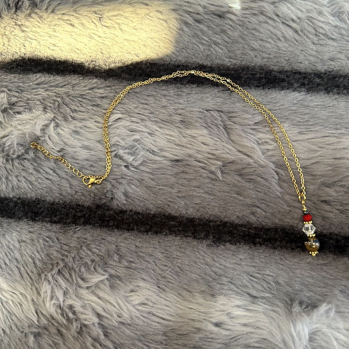 Handmade Handcrafted elegant glass beaded pendant on chain necklace Size ONE SIZE - 6 Thumbnail
