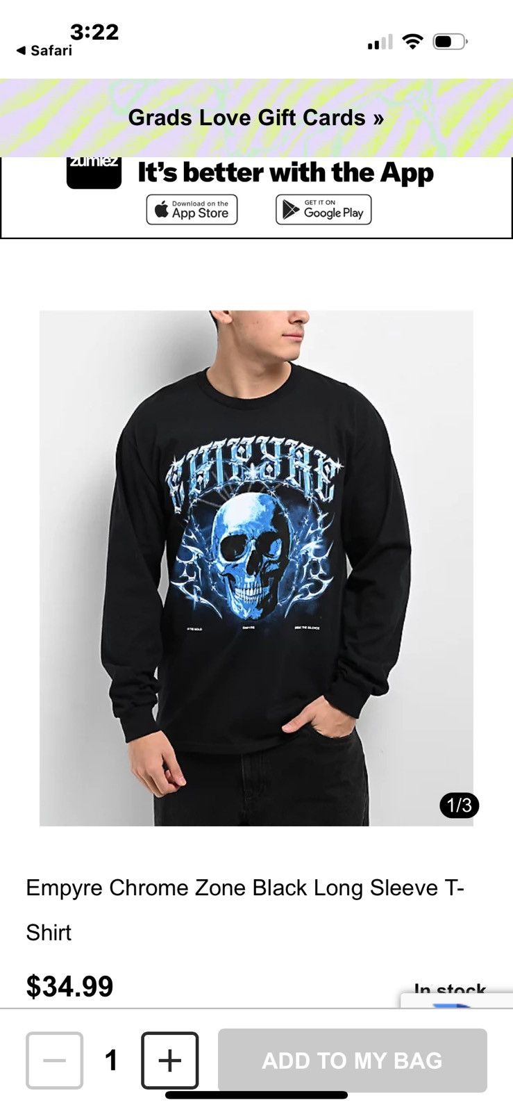 Empyre Empyre Chrome Zone Skull Graphic Long Sleeve Tee Black BNWOT Size US S / EU 44-46 / 1 - 1 Thumbnail