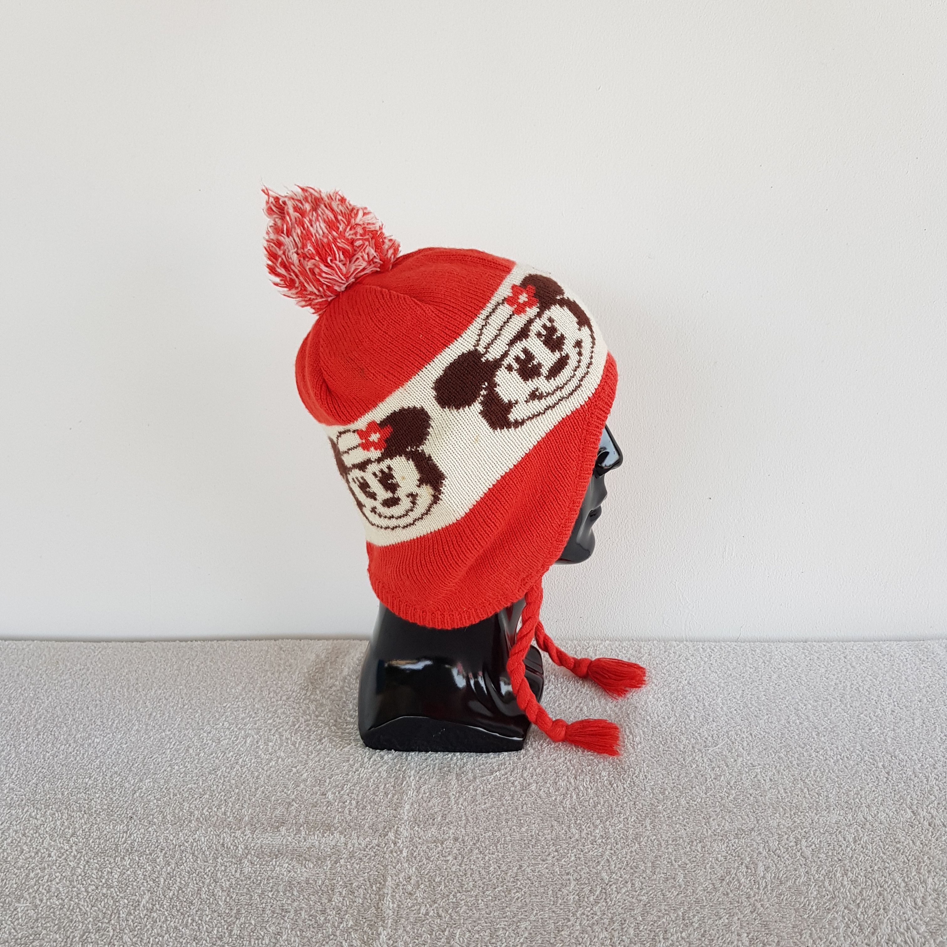 Disney Vintage Mickey Mouse Earflap Beanie Y2K Knit Snow Caps Hats Size ONE SIZE - 3 Thumbnail