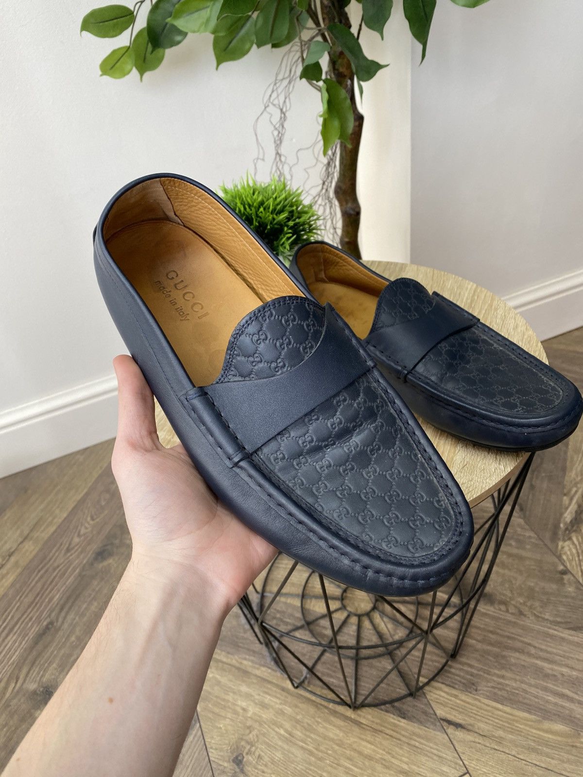 Gucci Gucci Men’s Blue Microguccissima Leather Loafers Slip On Size US 8.5 / EU 41-42 - 1 Thumbnail