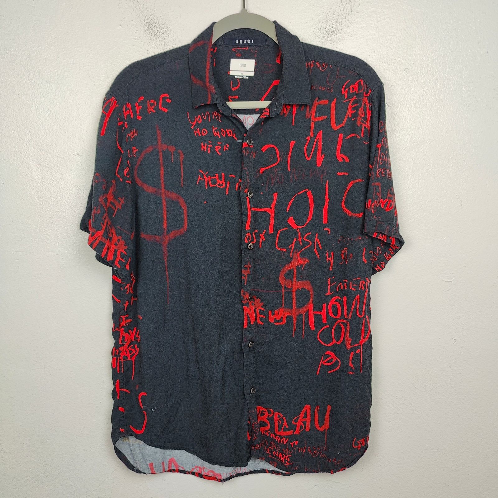 Ksubi Ksubi Printed Button Up Shirt Mens Medium Black Red Size US M / EU 48-50 / 2 - 1 Thumbnail