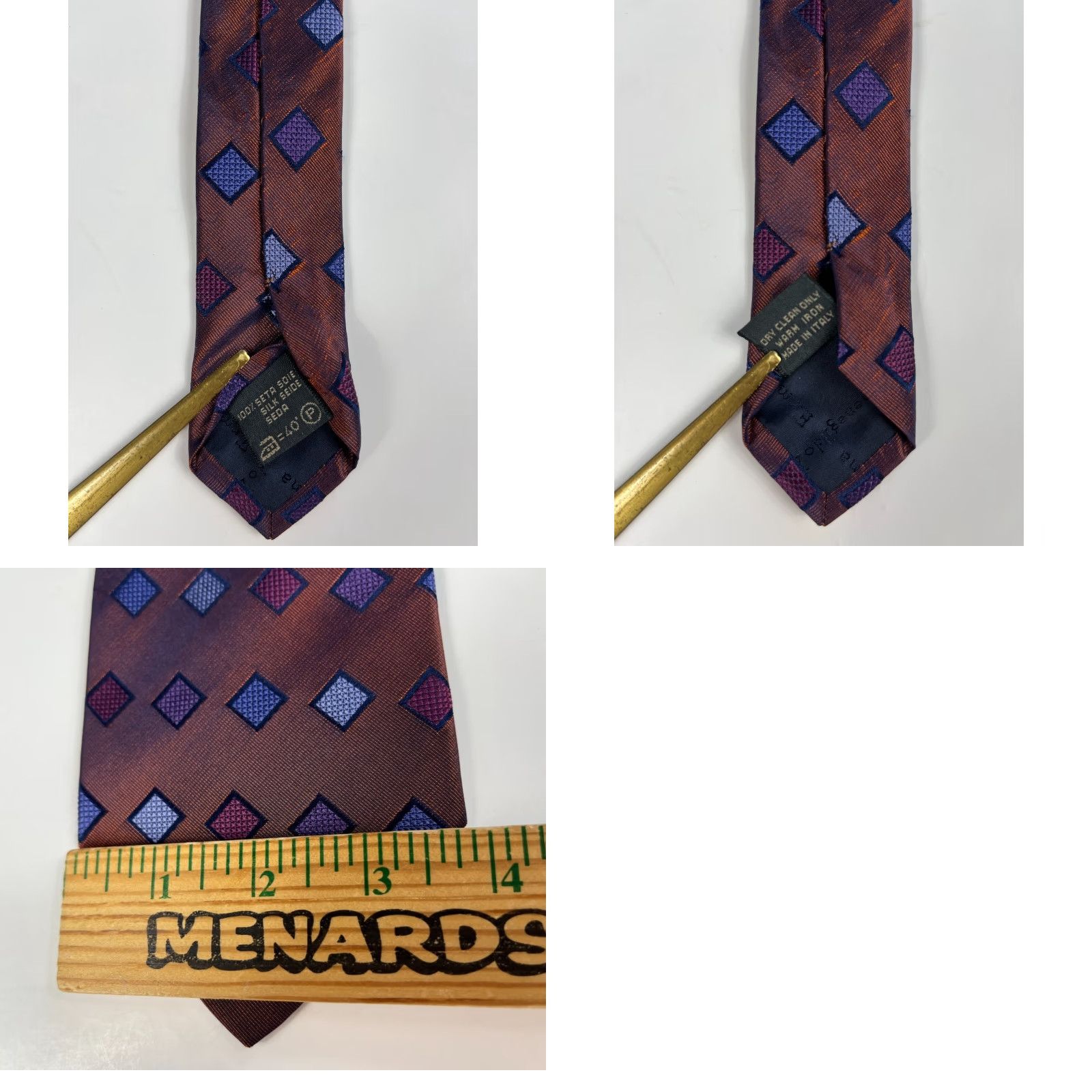 Ermenegildo Zegna VINTAGE Ermenegildo Zegna Silk Tie Geometric Bronze Made in Italy Size ONE SIZE - 8 Thumbnail