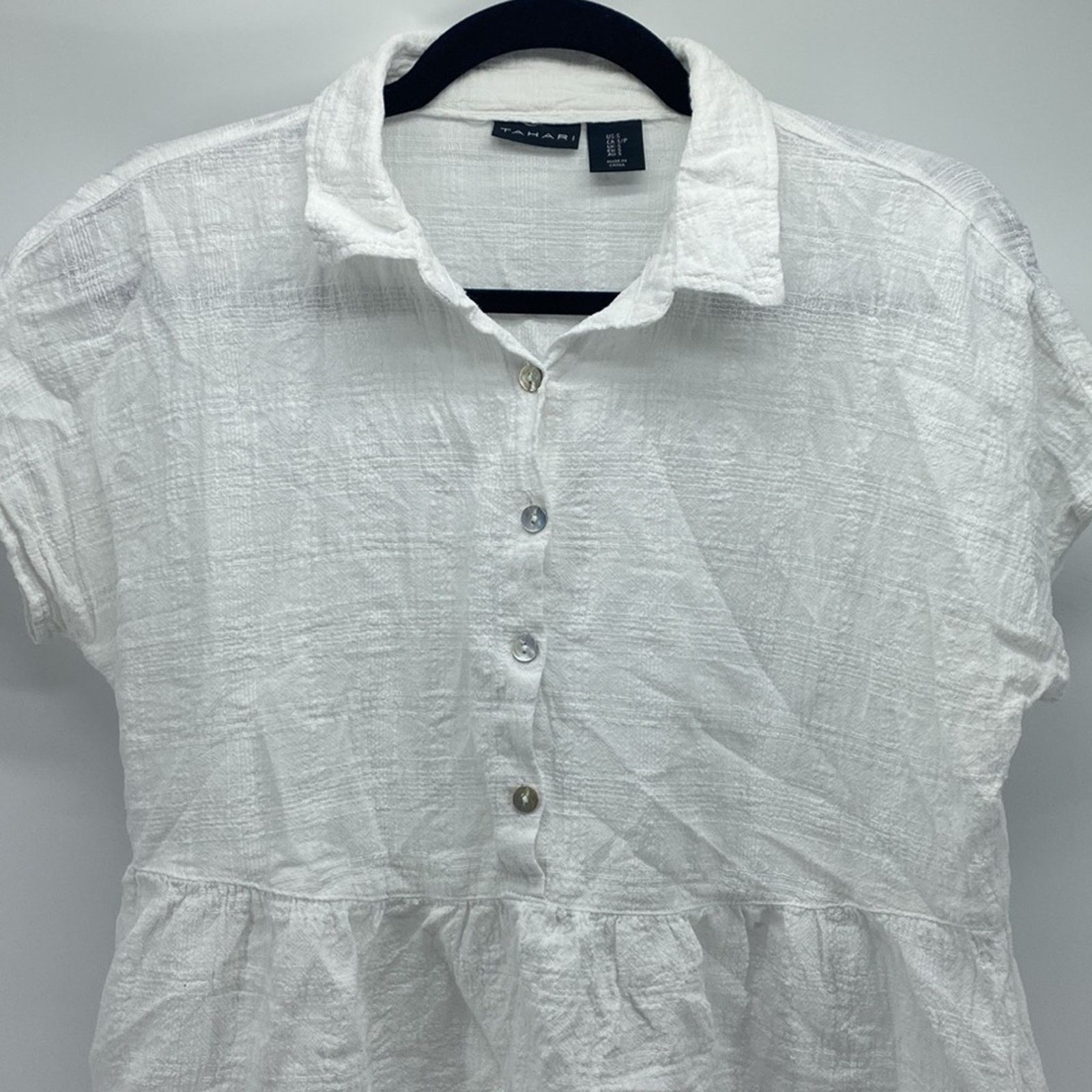 Elie Tahari Tahari gauze cotton semi cropped peplum boxy size s shirt Size S / US 4 / IT 40 - 3 Thumbnail