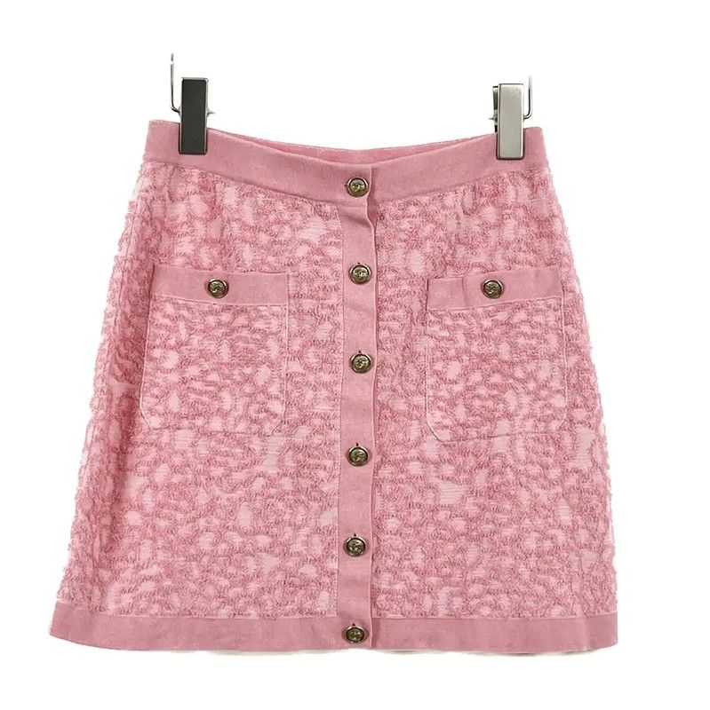 Chanel Chanel Pink Cotton Women's Skirt 0089 Size 23" - 1 Thumbnail