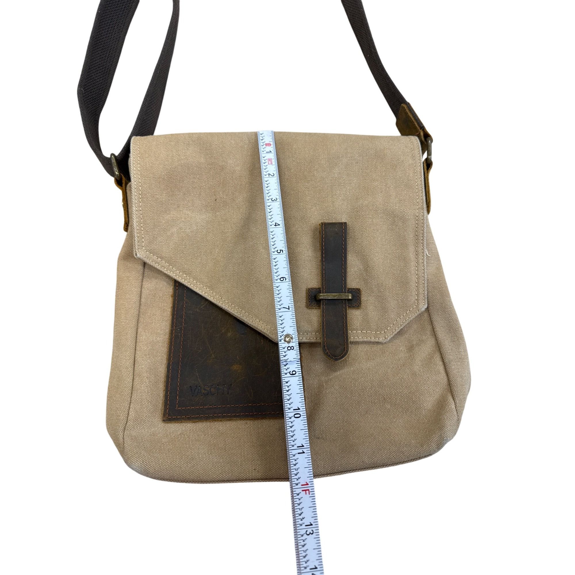 Other Vaschy Canvas & Leather Crossbody Messenger Bag 12x12 SKU 74 Size ONE SIZE - 4 Thumbnail