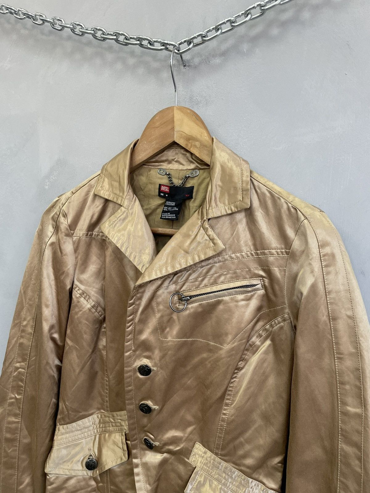 Diesel Diesel Gold Satin Moto Jacket Y2K Glamour Street Style Size M / US 6-8 / IT 42-44 - 8 Thumbnail