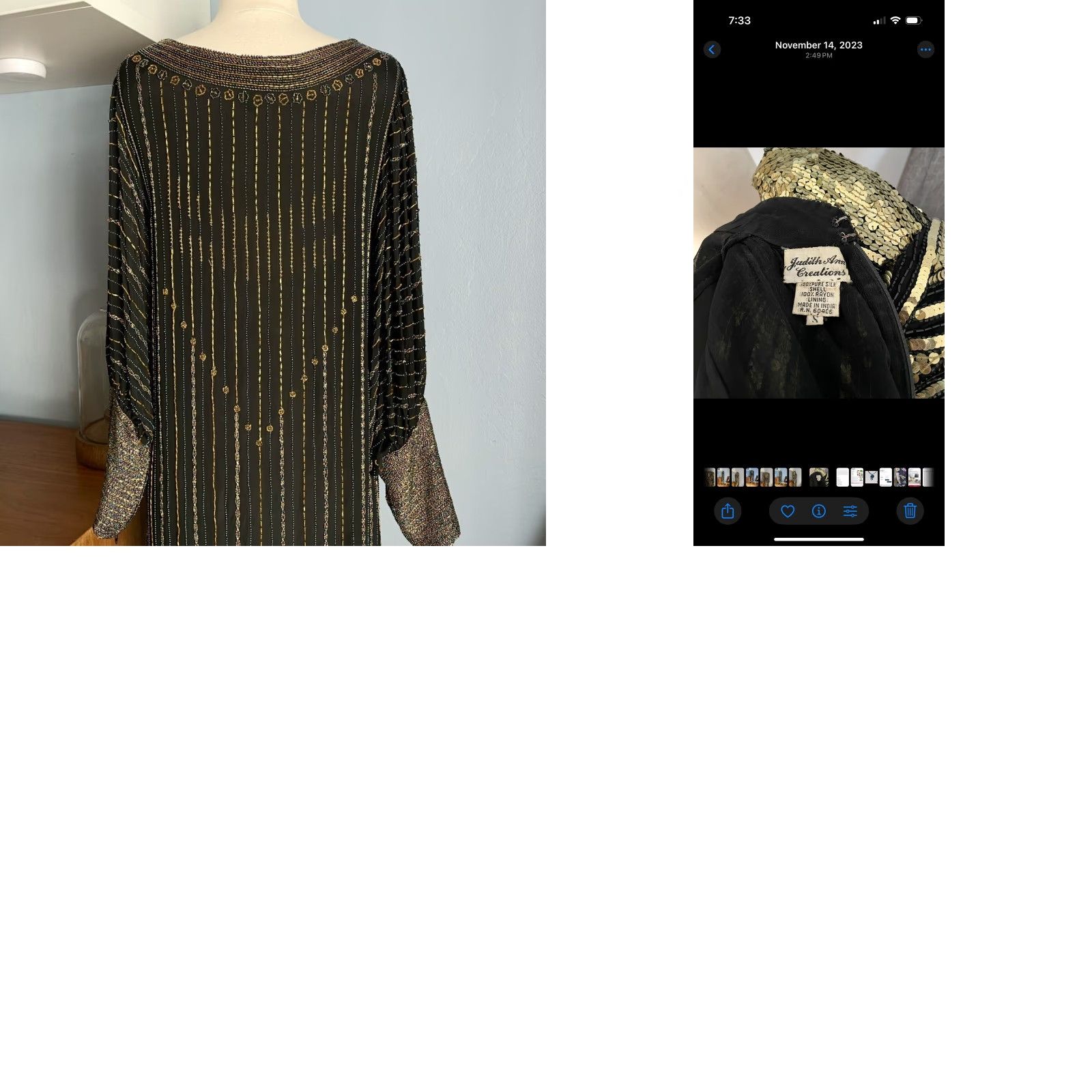 Vintage VINTAGE Sistermax Beaded Striped Silk Shift Dress Midi Deco S Size S / US 4 / IT 40 - 9 Thumbnail