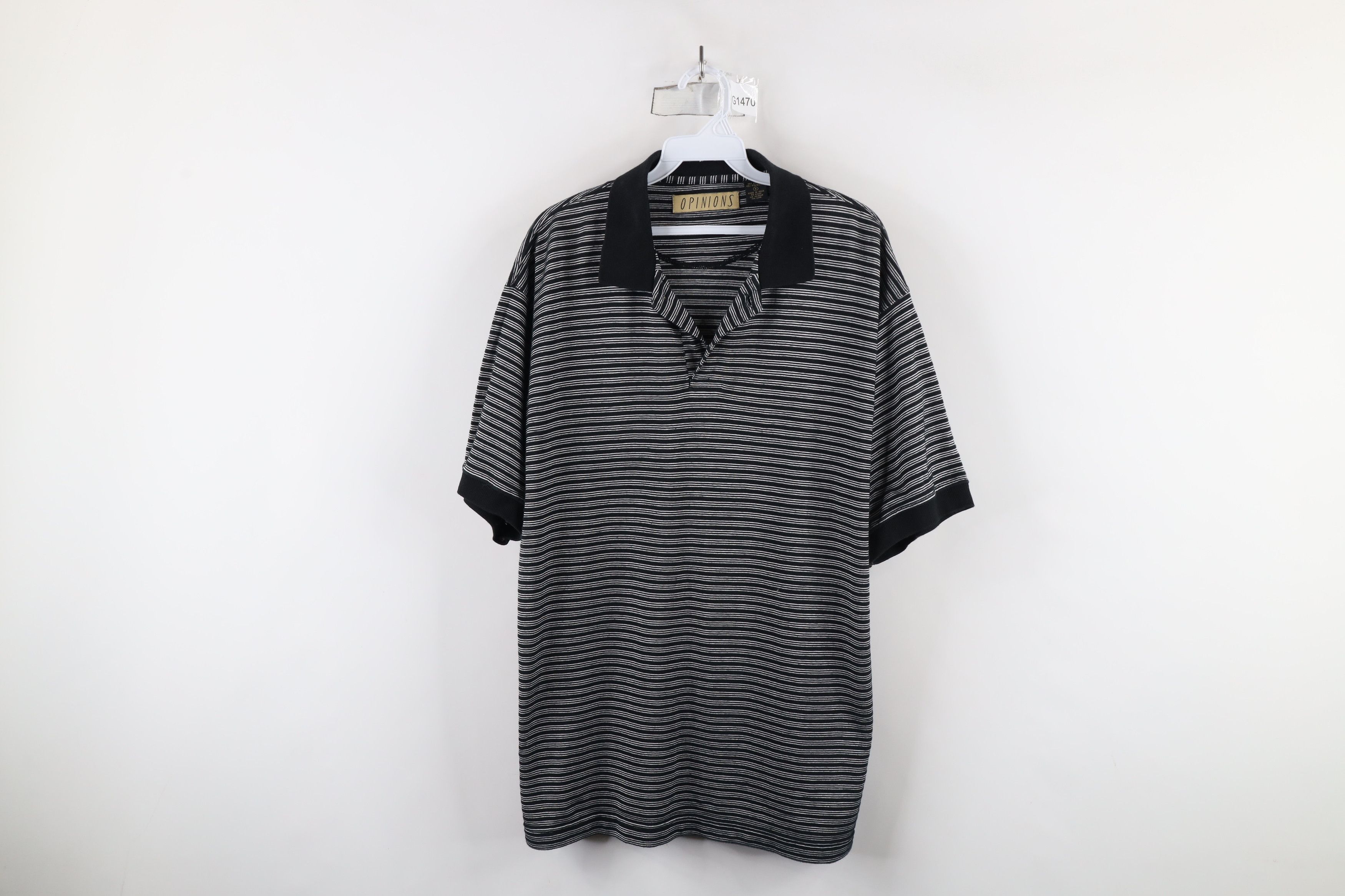 Vintage Vintage 90s Streetwear Striped Baggy Fit Polo Shirt Black Size US S / EU 44-46 / 1 - 1 Thumbnail