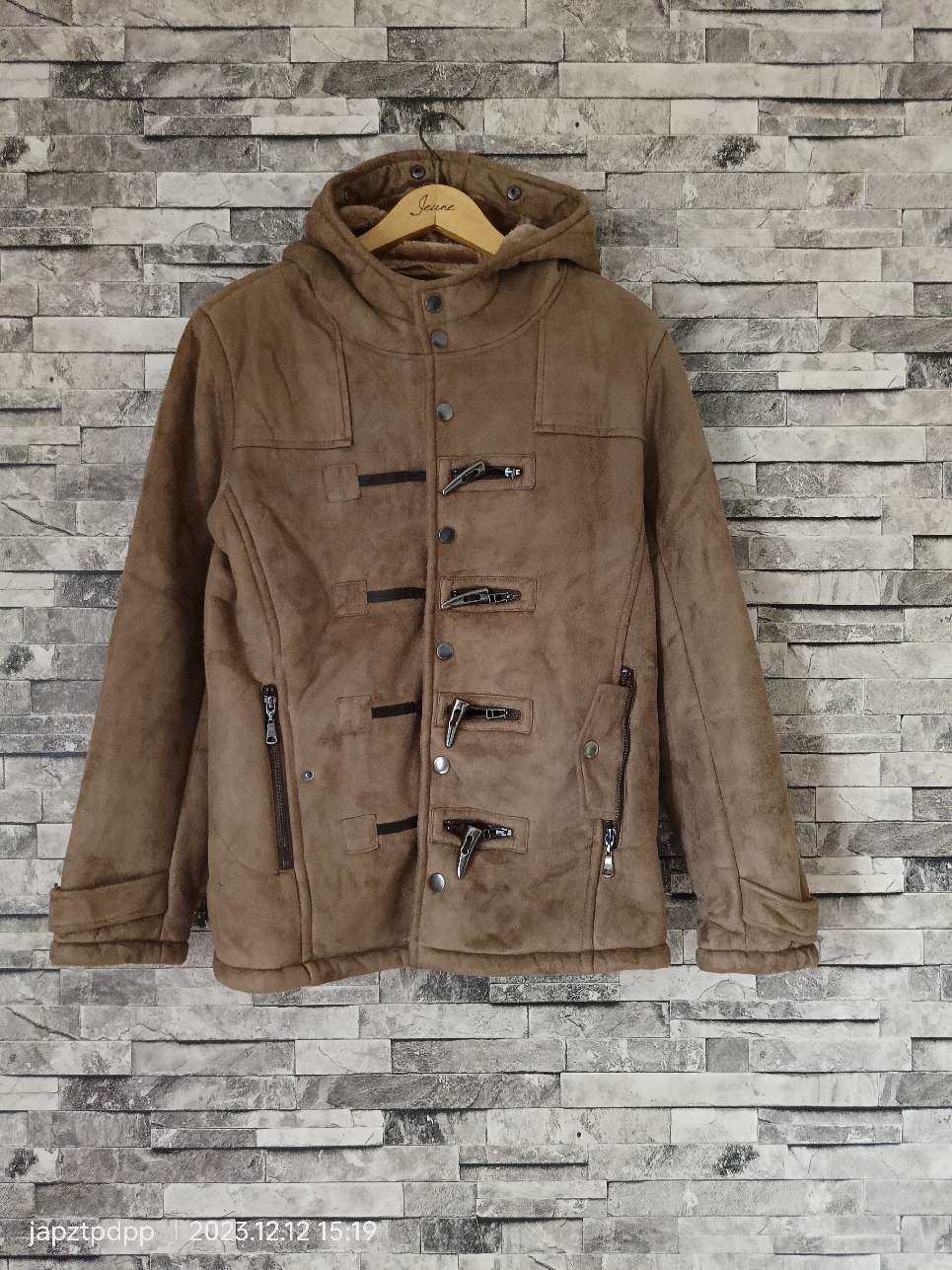 image of Semantic Design Shearling Duffle Jacket in Light Brown, Men's (Size Medium)