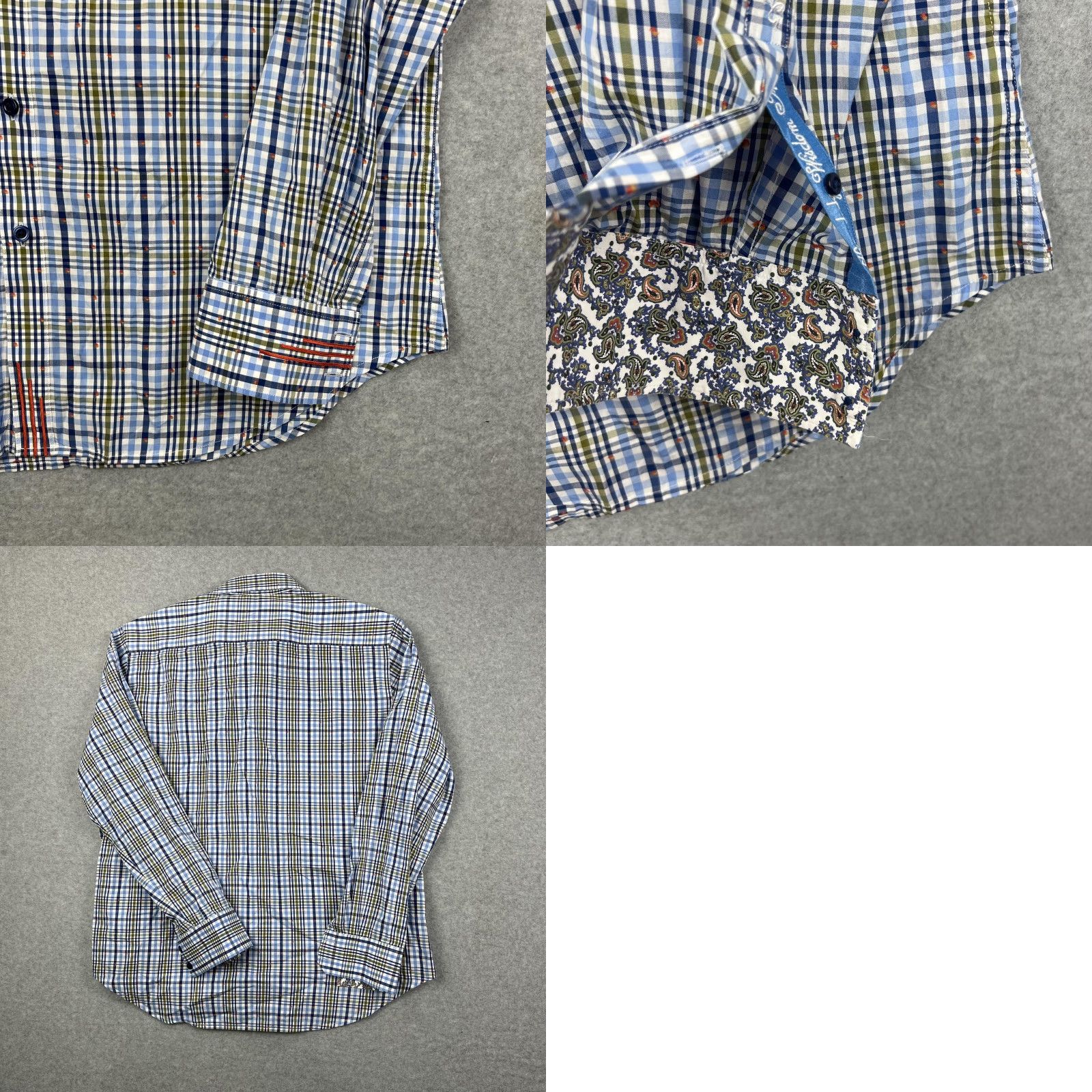 Robert Graham Robert Graham Shirt Mens Large Blue Plaid Classic Fit Long Sleeve Paisley Trim Size US L / EU 52-54 / 3 - 9 Thumbnail