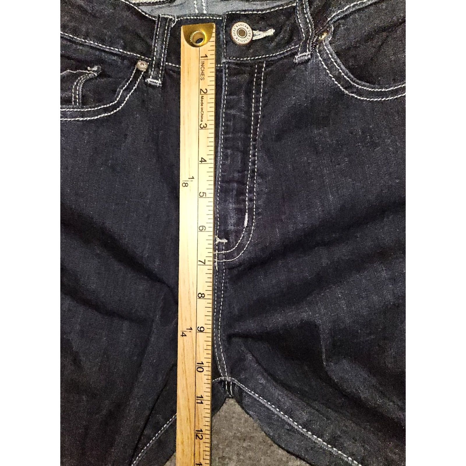 Vintage Kancan High Rise Skinny Ankle Jeans Women's 13/30 Frayed Hem Stretch Preppy Jeans Blue Denim City 90s Womens Size 34" / US 12 / IT 48 - 5 Thumbnail